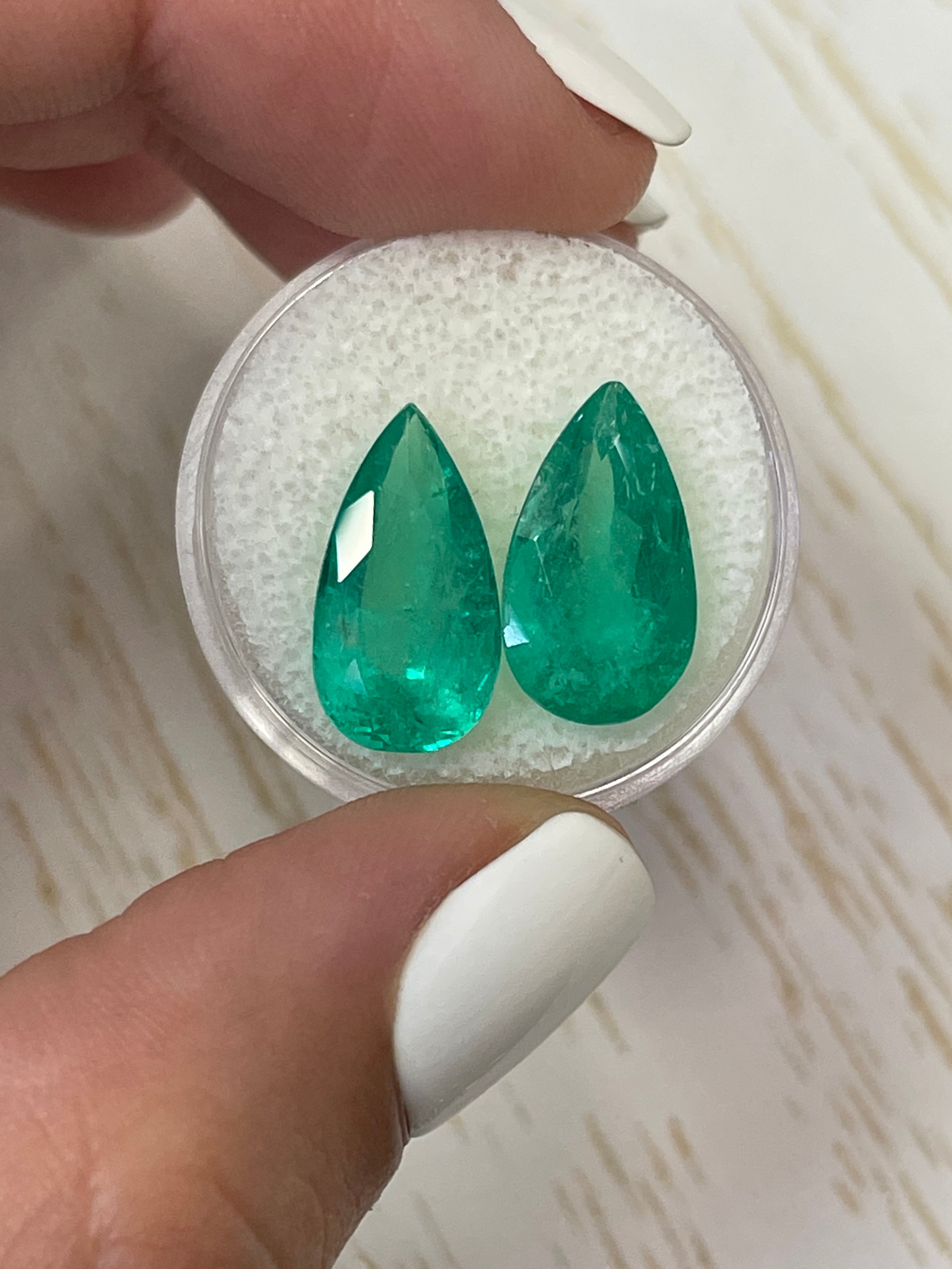10.62tcw Pear Cut Loose Colombian Emeralds - Matching Set of 16x9mm Natural Green Gemstones for Jewelry Making, Engagement Rings & Luxury Gifts
