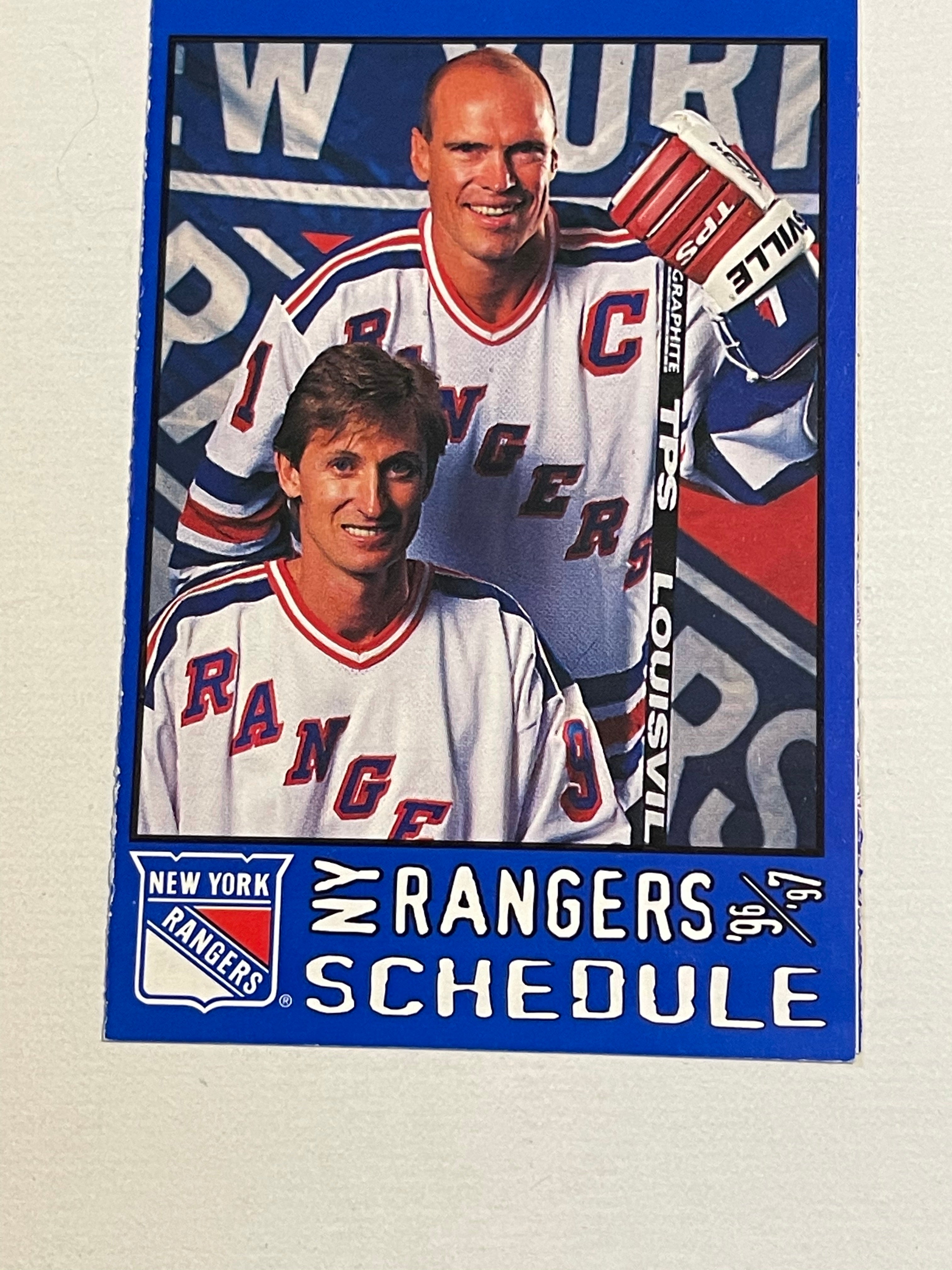 1996 Wayne Gretzky New York Rangers Vintage Hockey Pocket Schedule - Collectible NHL Memorabilia for Hockey Fans & Sports Collectors - Perfect for Display, Gifts, and Memorabilia Collections