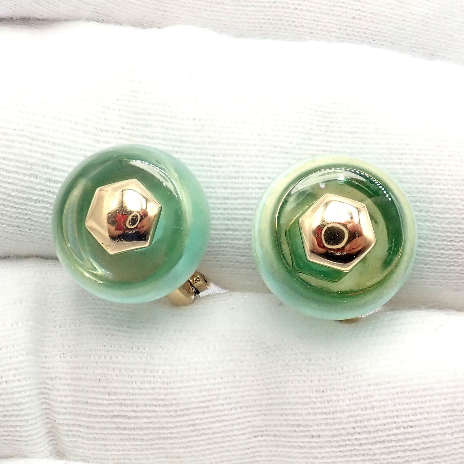 Authentic Vintage Marina B 18k Yellow Gold Pneu Crystal Earrings - Luxury Jewelry for Women, Perfect for Parties, Weddings & Special Occasions