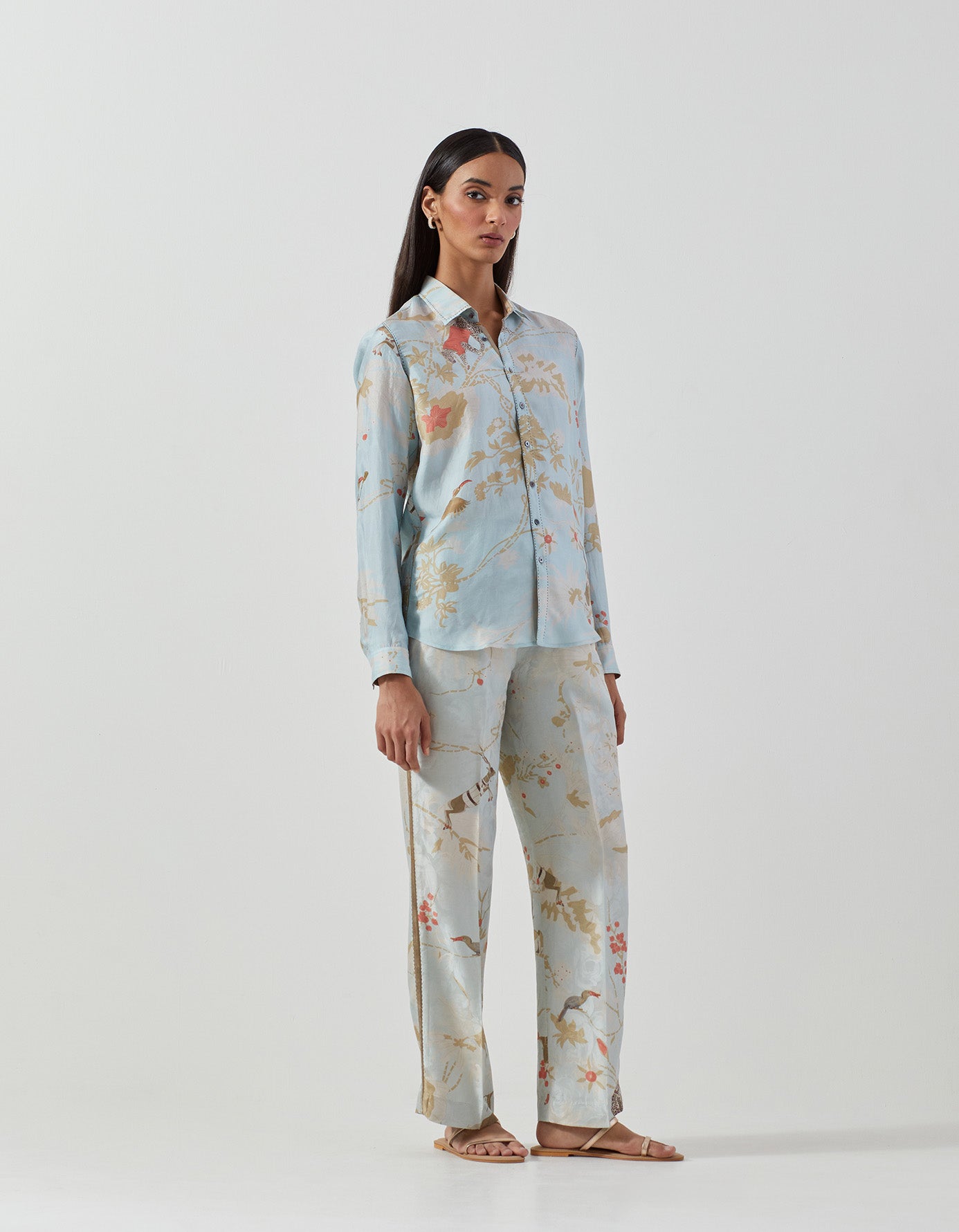 Oversized Short Sleeve Silk Shirt in Ice Blue - Perfect for Summer Outfits, Casual Wear & Beach Vacations