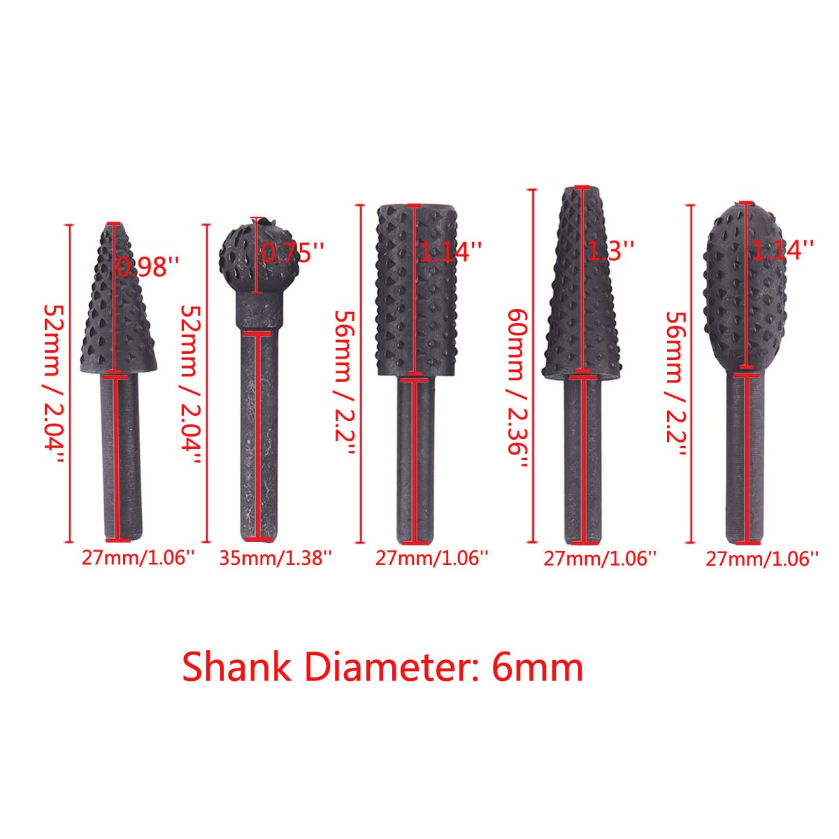 10-Piece Rotary Burr Set for Woodworking - 1/4 Inch Shank Twist Drill Bits, Wood Carving Files & Rasp Bits - Perfect for DIY Wood Projects, Furniture Making, and Crafting - Includes Chisel-Shaped Rotating Embossed Grinding Heads