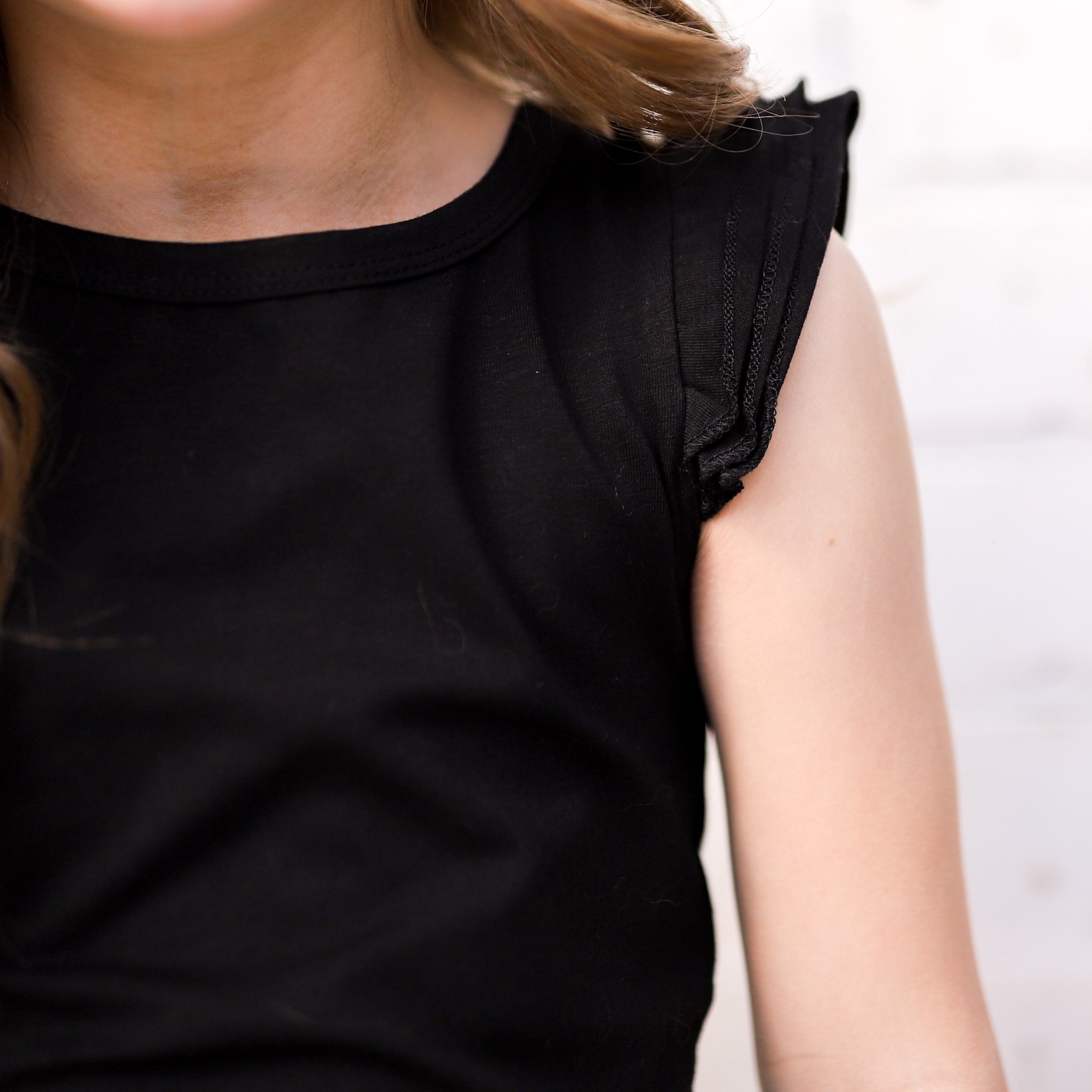 Women's Short Sleeve Flutter Top - Black | Casual Summer T-Shirt for Outfits, Dates & Beach Wear