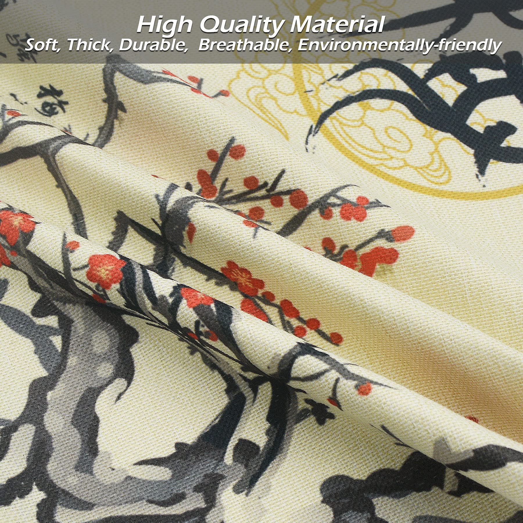 LIGICKY Set of 4 Farmhouse Decorative Throw Pillow Covers - 18x18 Inch Chinoiserie Ink Style Linen Pillow Cases for Sofa, Couch, Bed & Outdoor Decor - Perfect for Living Room, Patio and Home Styling