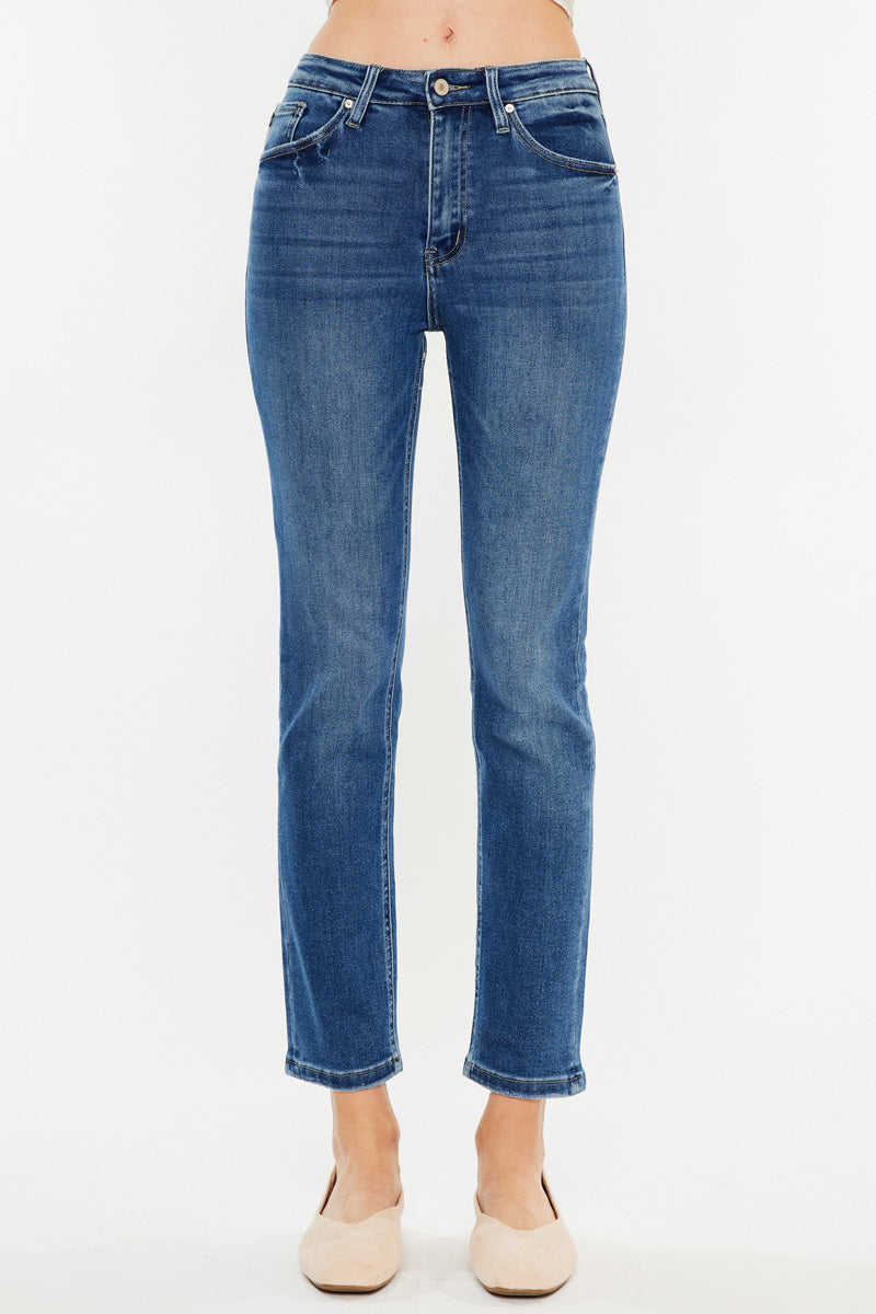 Adaline Essentials High Rise Slim Straight Leg Jeans for Women - Comfortable Stretch Denim Pants for Casual Wear, Office & Everyday Outfits