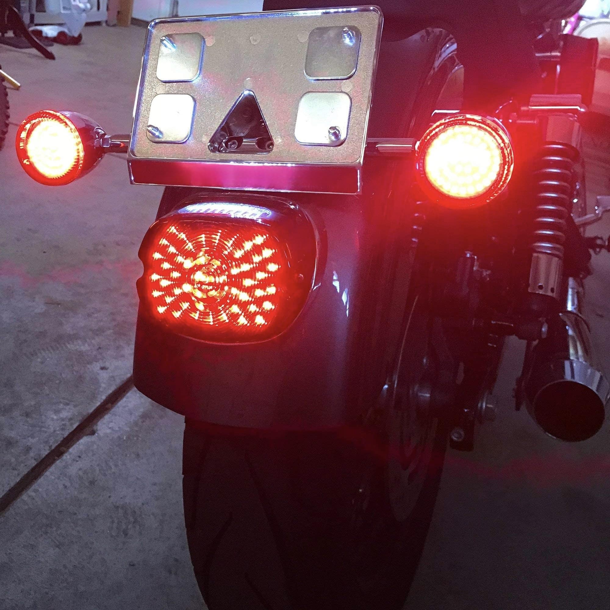 Rogue Rider Industries - Black Label Special Edition 1156 LED Motorcycle Turn Signals - Flashing Red Rear Replacement Lights for Harley Davidson - Perfect for Night Riding & Enhanced Safety