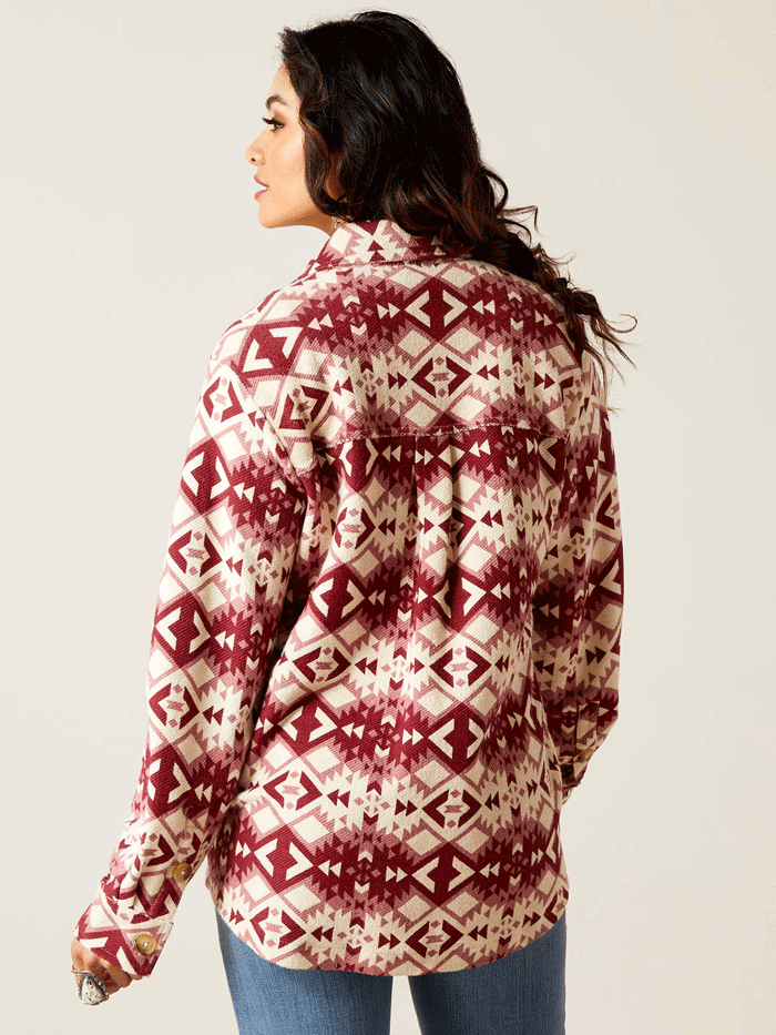 Ariat 10046274 Women's Fillmore Southwest Print Shirt Jacket - Red Western Style Button Up for Casual Outfits & Outdoor Adventures