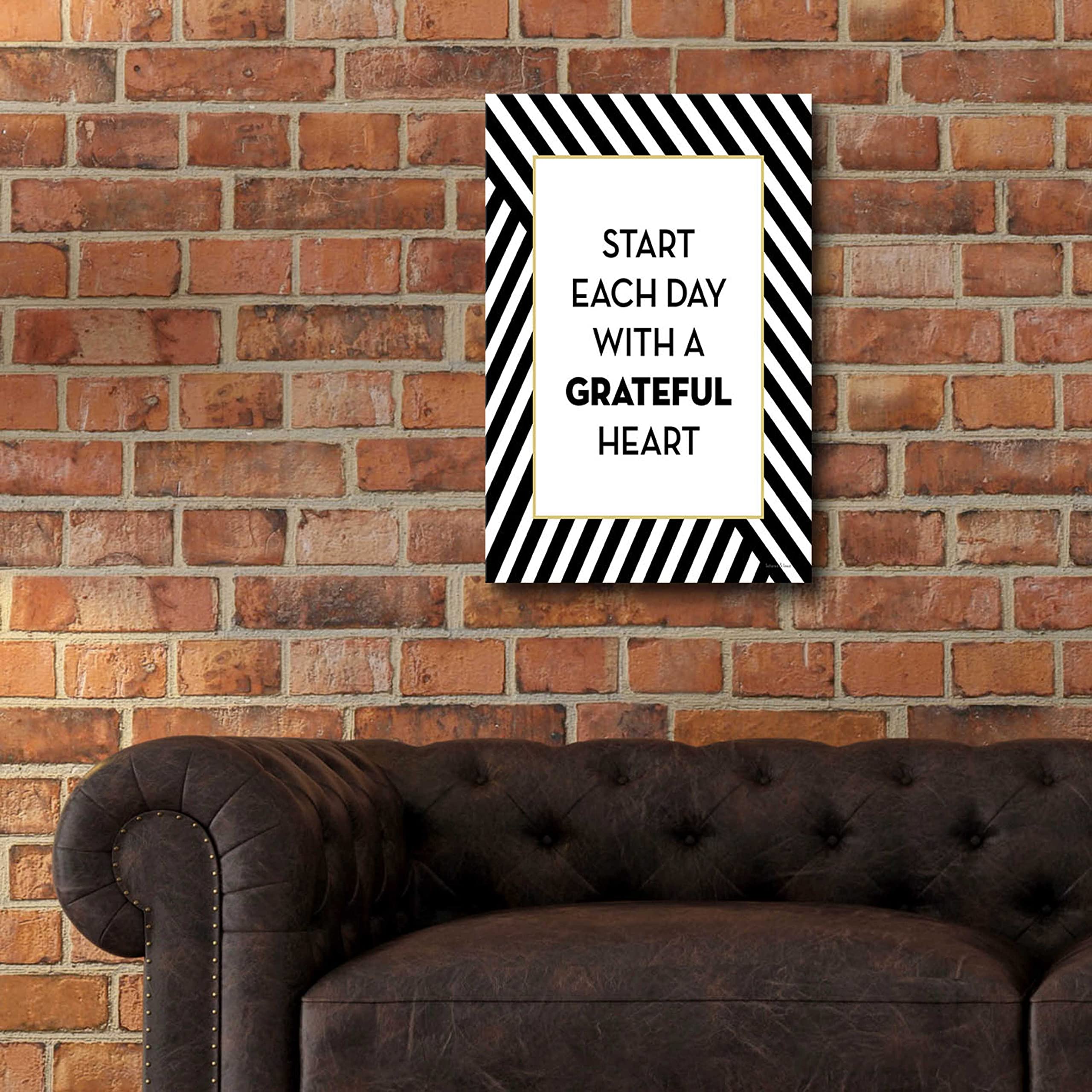 Leaded & Lined 'Start Each Day' Motivational Acrylic Glass Wall Art - 16x24 Inch Inspirational Home & Office Decor - Perfect for Living Room, Bedroom or Workspace