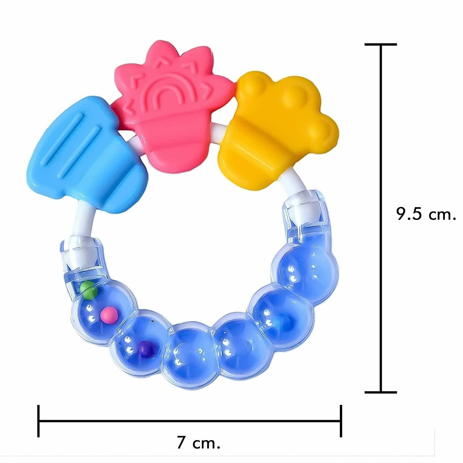 Kritiu BPA-Free Silicone Baby Rattle Nibbler & Spoon Set - Safe Teething Toy & Feeding Utensils for Infants 6+ Months (Blue & Pink) | Perfect for Soothing Sore Gums & Introducing First Foods