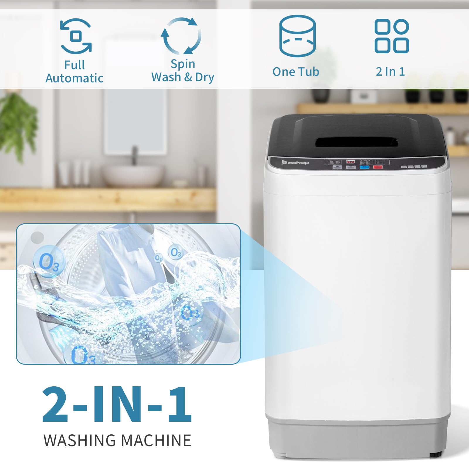 **Winado 17.6Lbs Full Automatic Portable Washing Machine with Drain Pump - 10 Wash Programs & 2-in-1 Washer Dryer Combo for Apartments, RVs, Camping - Perfect for Small Spaces, Travel & Off-Grid Living**