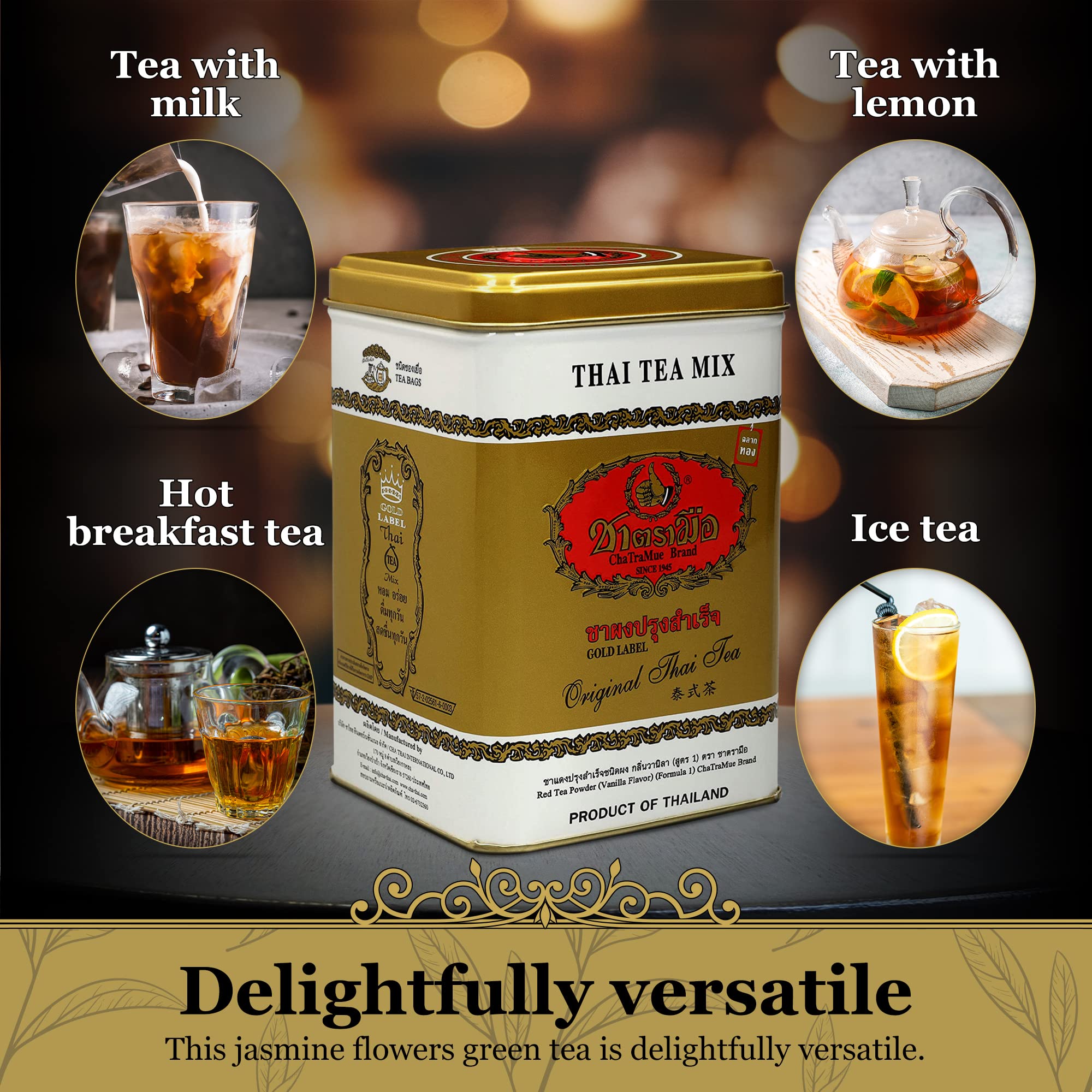 Premium Thai Tea Bags - Authentic Extra Gold Blend for Iced Tea, Milk Tea & Bubble Tea | Strong Bold Flavor | Traditional Thailand Recipe | Restaurant Quality (50 Count, 0.09oz Each) - Perfect for Home Brewing, Cafes & Bubble Tea Shops