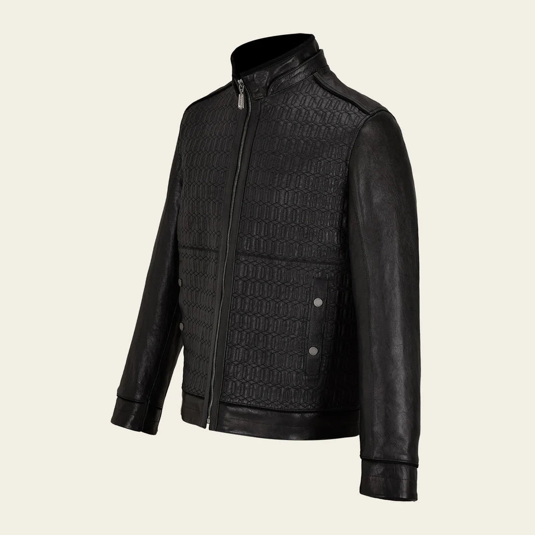 Men's Cuadra Black Leather Jacket - Stylish Casual Fashion Dress Jacket for Everyday Wear & Outdoor Activities