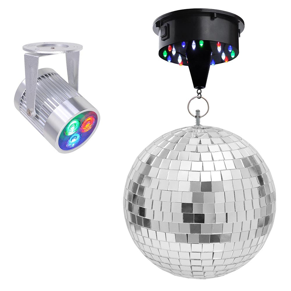 16 Inch Rotating Disco Ball with RGB Spotlight Set - Party Lighting for Dance Clubs, Home Parties & Events | TheLAShop