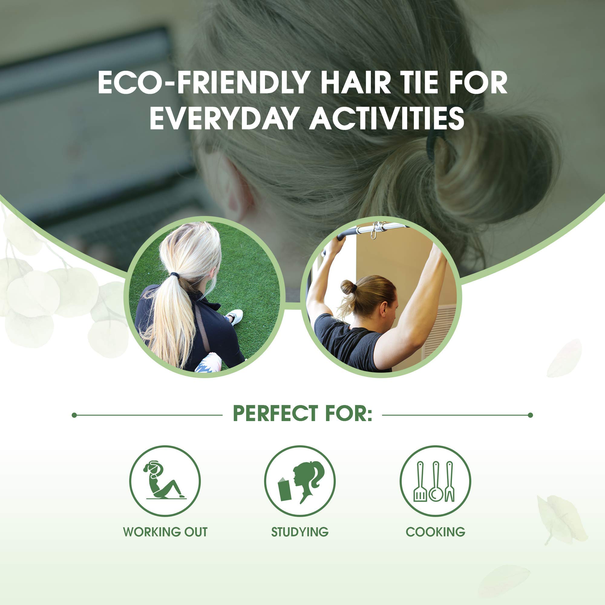 Eco-Friendly Biodegradable Hair Ties for Women & Men - Organic No-Crease Black Ponytail Holders & Bun Hair Ties - Plastic-Free Hair Bands (5mm, 27-Pack) | Perfect for Gym, Office, Travel & Everyday Use