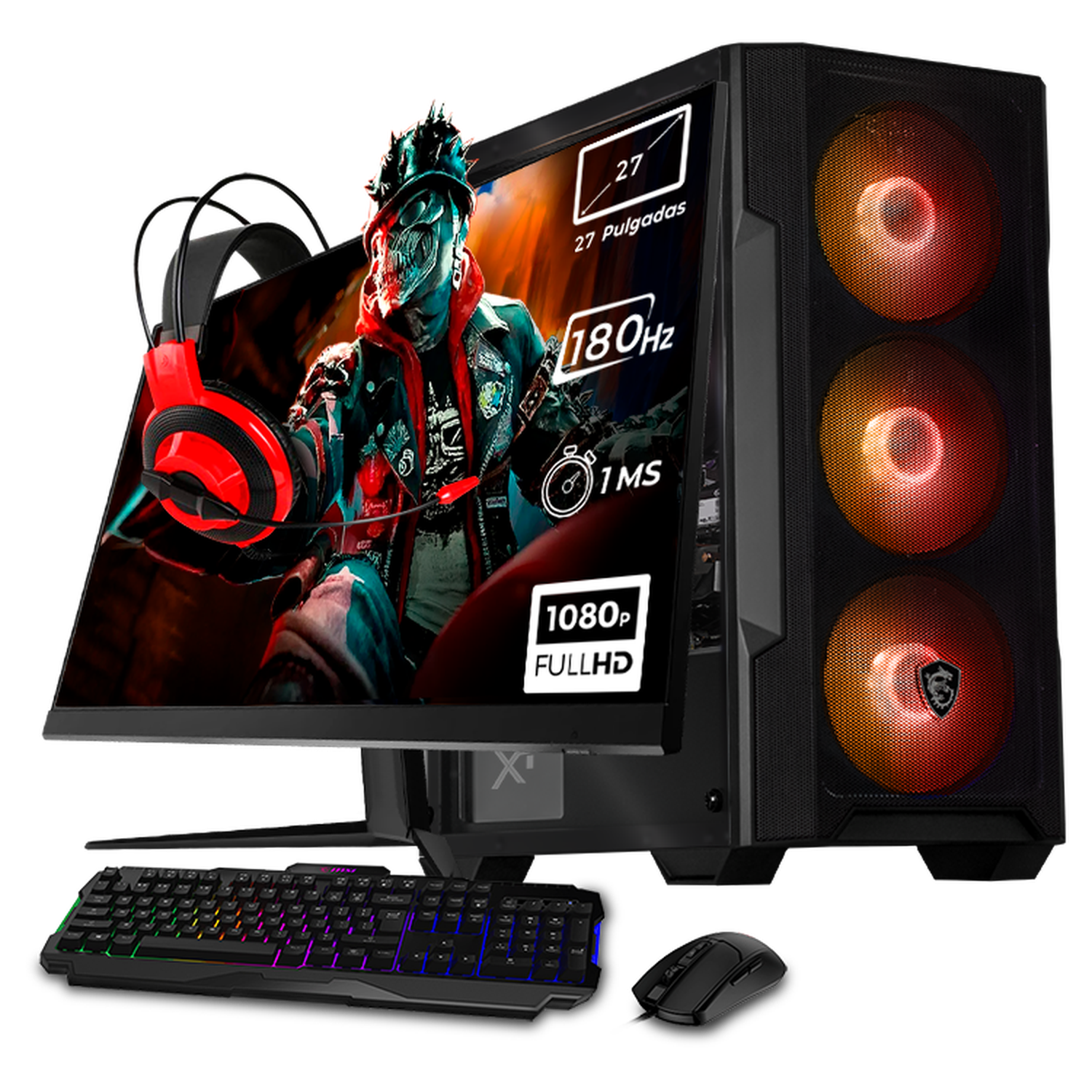MSI Gaming PC with AMD Radeon RX 7600 & Ryzen 7 5700 | 32GB RAM | 1TB SSD | 27