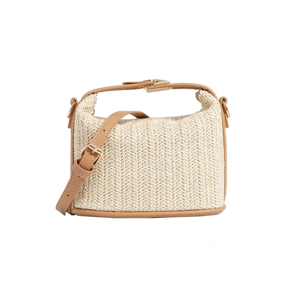 KITOLTER Straw Shoulder Bag for Women - Handmade Crossbody Clutch Purse - Boho Beach Bag for Summer, Travel, and Casual Outings