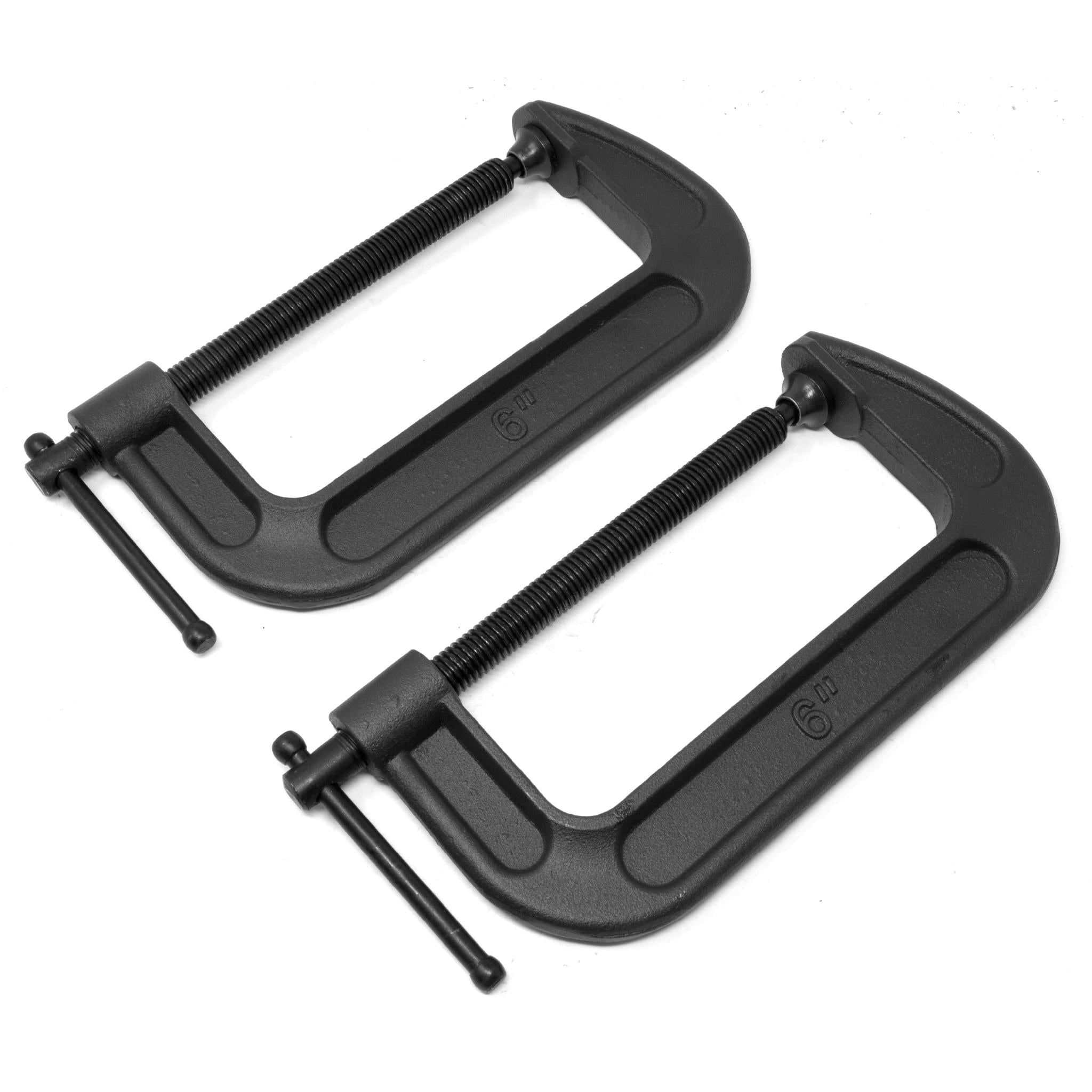 Heavy Duty Cast Iron C Clamps - 6 Inch Jaw Opening, 2.75 Inch Throat - 2 Pack - Perfect for Woodworking, Metalworking, and DIY Projects