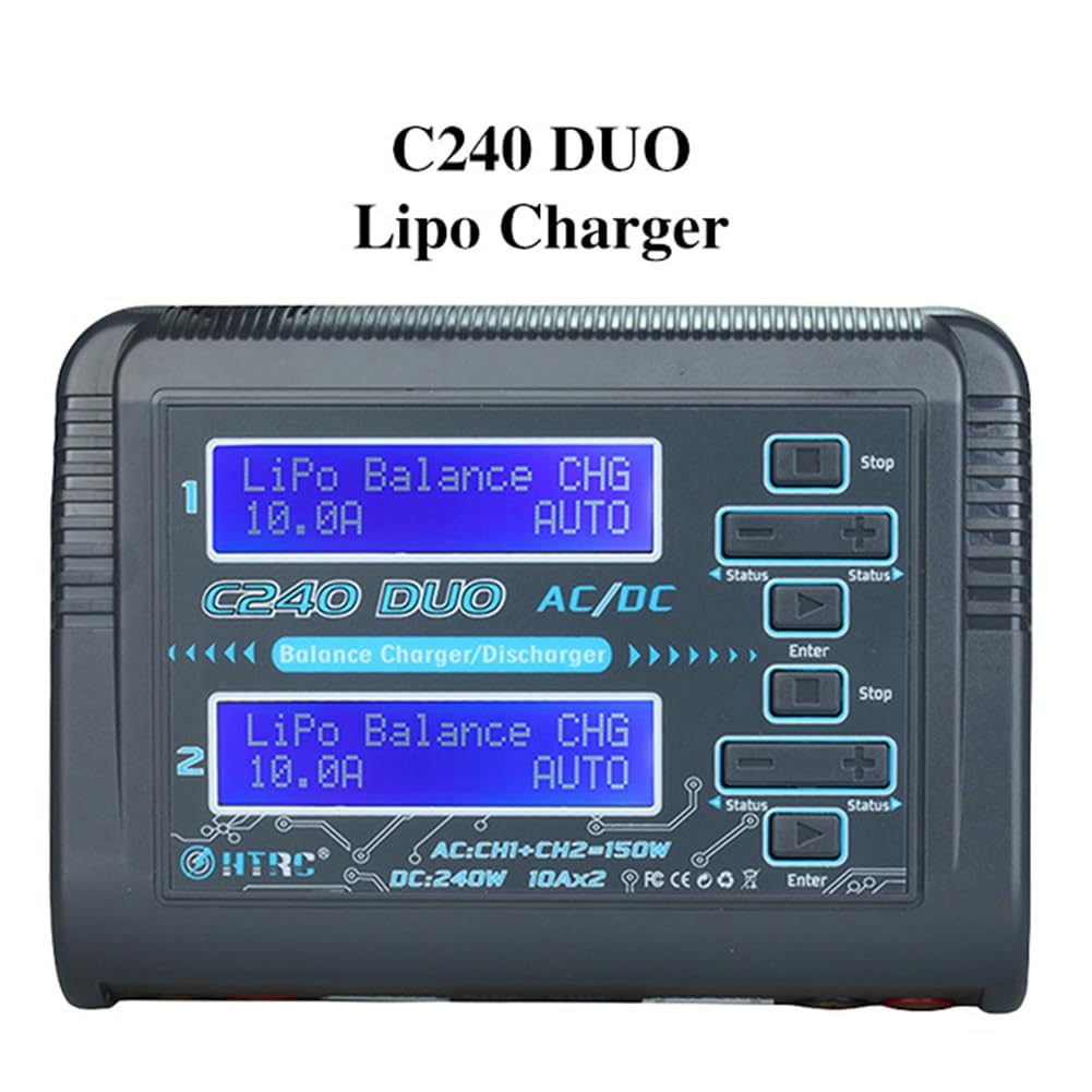**ZUHEGELA C240 Duo Lipo Balance Dual Channel Charger 150W AC/240W DC - Fast Charging for LiHV, LiFe, LiPo, NiCd, NiMH, PB Batteries - EU Plug - Perfect for RC Drones, Cars, and DIY Electronics**