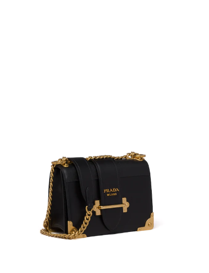 Prada Cahier Genuine Leather Shoulder Bag for Women - Black Luxury Handbag | Perfect for Work, Evening Events & Travel Accessories