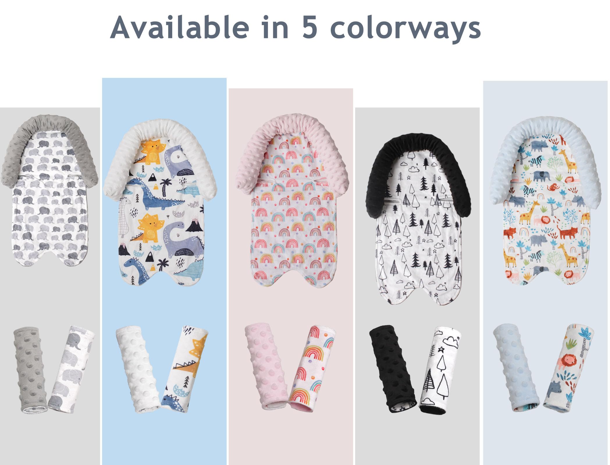 Soft Minky Dot Baby Car Seat Cushion - Infant Head Support & Strap Covers for Strollers, Swings, Bouncers