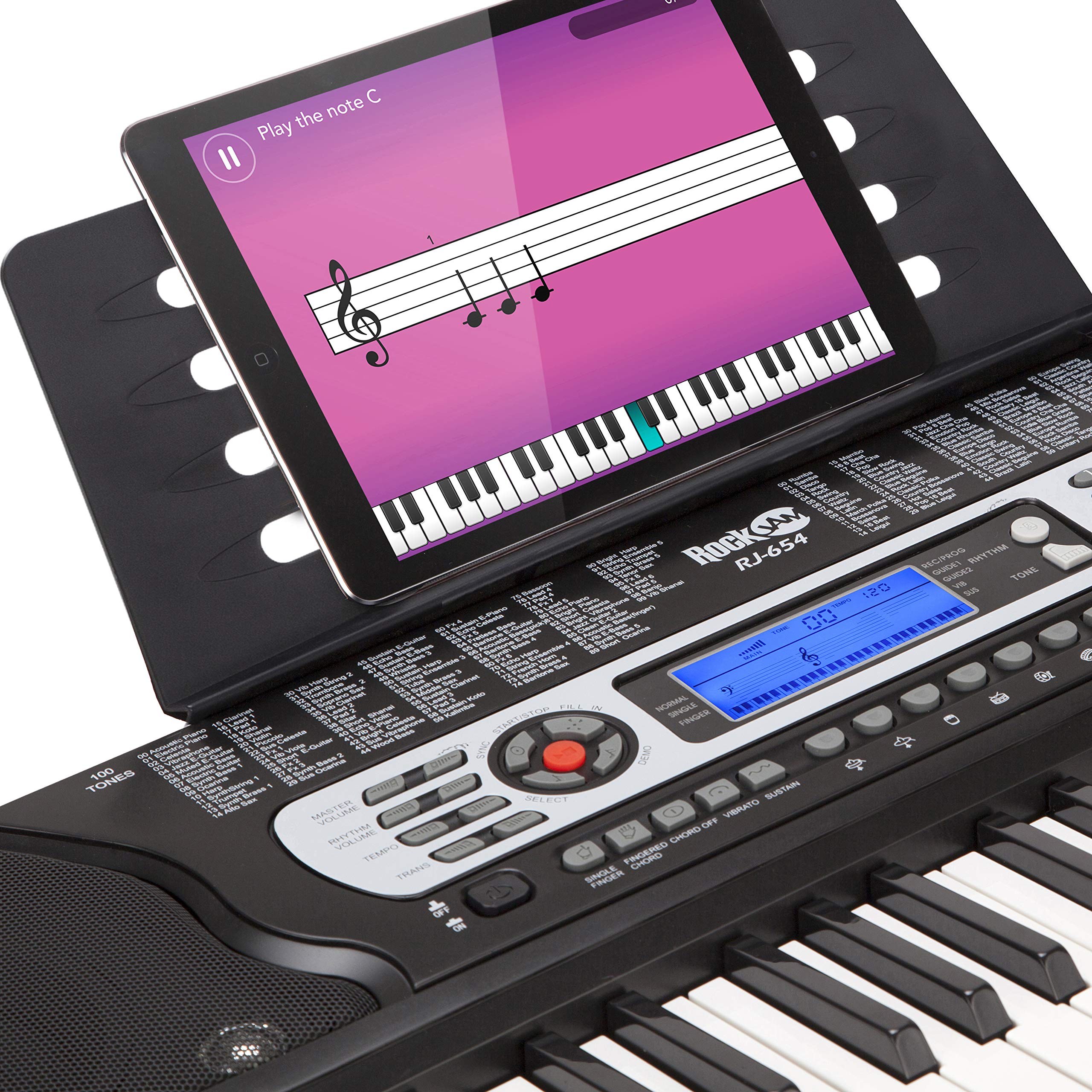 RockJam 54-Key Portable Electronic Keyboard with LCD Screen, Piano Maestro App & 30 Songs - Perfect for Beginners, Home Practice & Music Education