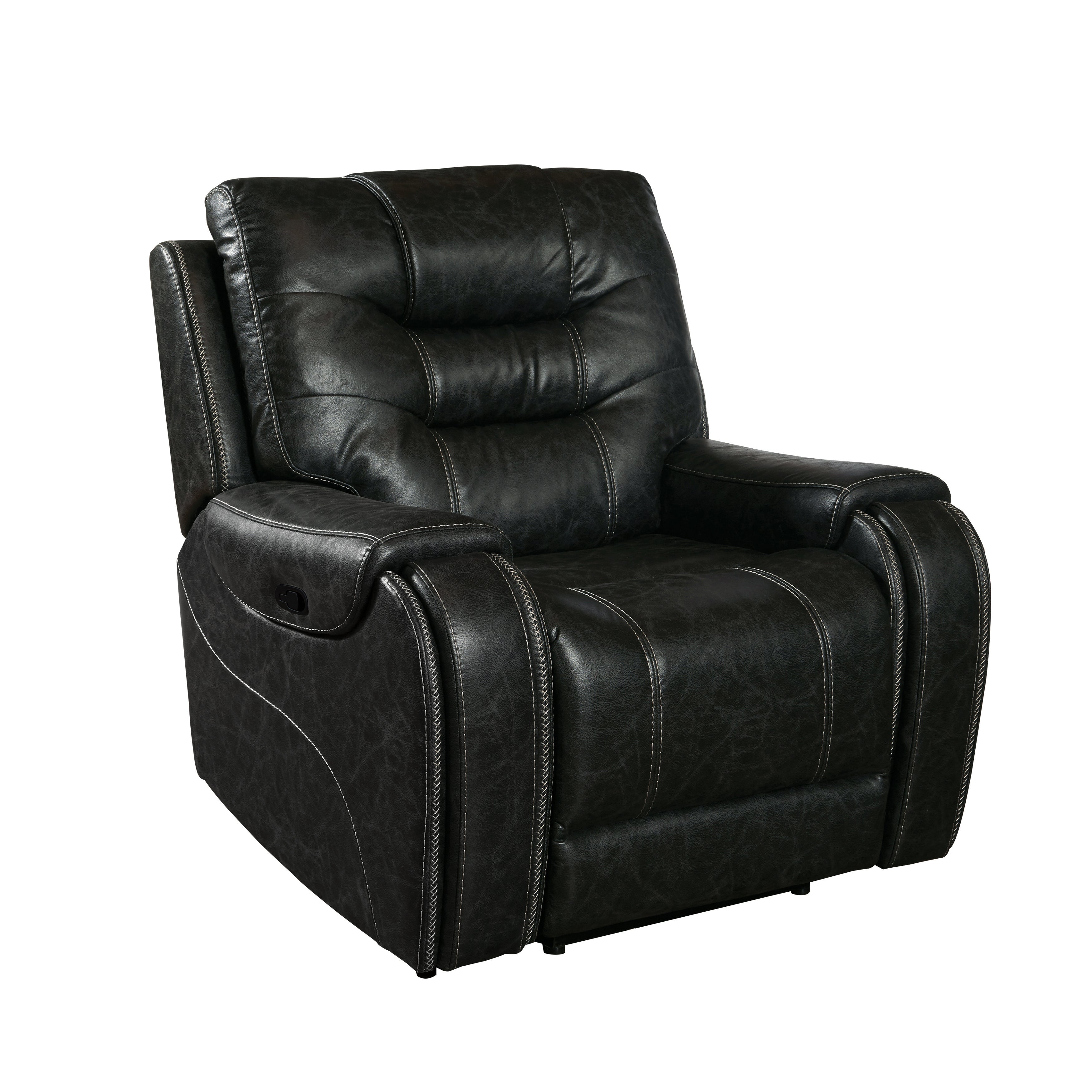 Rowena Modern Faux Leather Recliner Chair with Cup Holder - Smoke Gray - Comfortable Living Room Furniture for Home Theater, Gaming & Relaxation