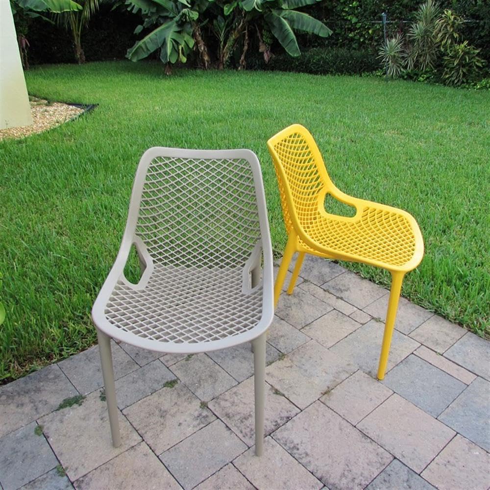 Taupe Outdoor Patio Dining Chairs Set of 2 - Weather-Resistant Comfortable Garden Chairs for Backyard, Poolside & Restaurant Use