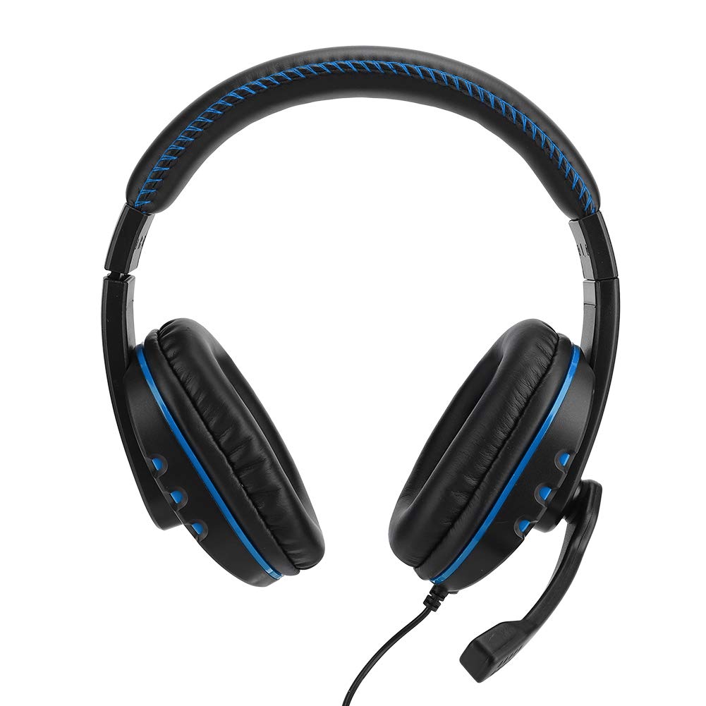 PS4 Gaming Headset with Omnidirectional Condenser Mic, 50mm Subwoofer & PU Earmuffs - 36dB Noise Reduction Over-Ear Headphones for PC/Console Gamers (Black/Blue) - Perfect for Immersive Gaming, Streaming & Voice Chat