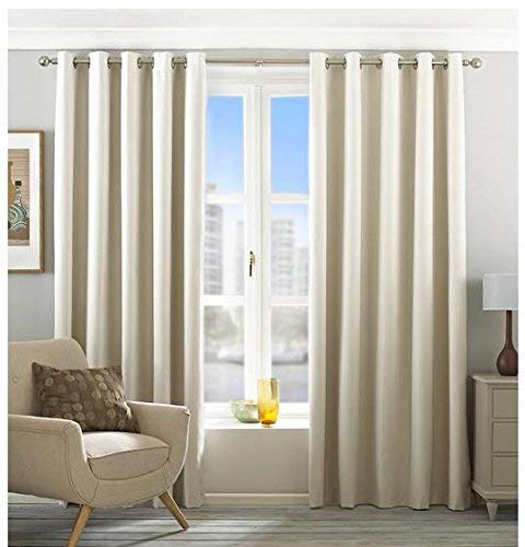 Eclipse Blackout Eyelet Curtains - Polyester Thermal Insulated Window Drapes - Ivory 46x72 Inches (117x183 cm) - Perfect for Bedroom, Living Room & Home Theater Light Blocking