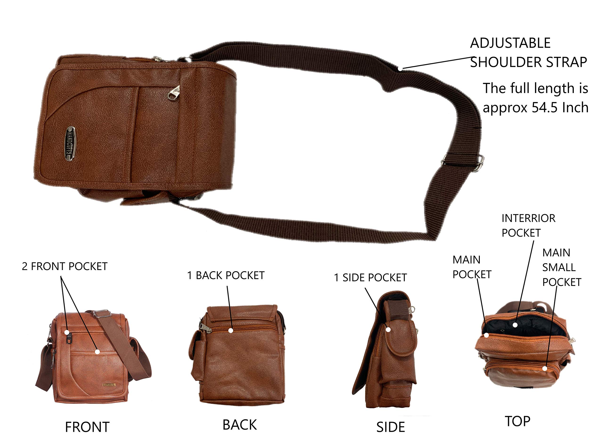 **Leather Messenger Bag for Men - Crossbody Sling Shoulder Bag, Small & Mini Size, Casual Office & Travel Use**    *Perfect for Work Commute, Business Trips, and Everyday Essentials*