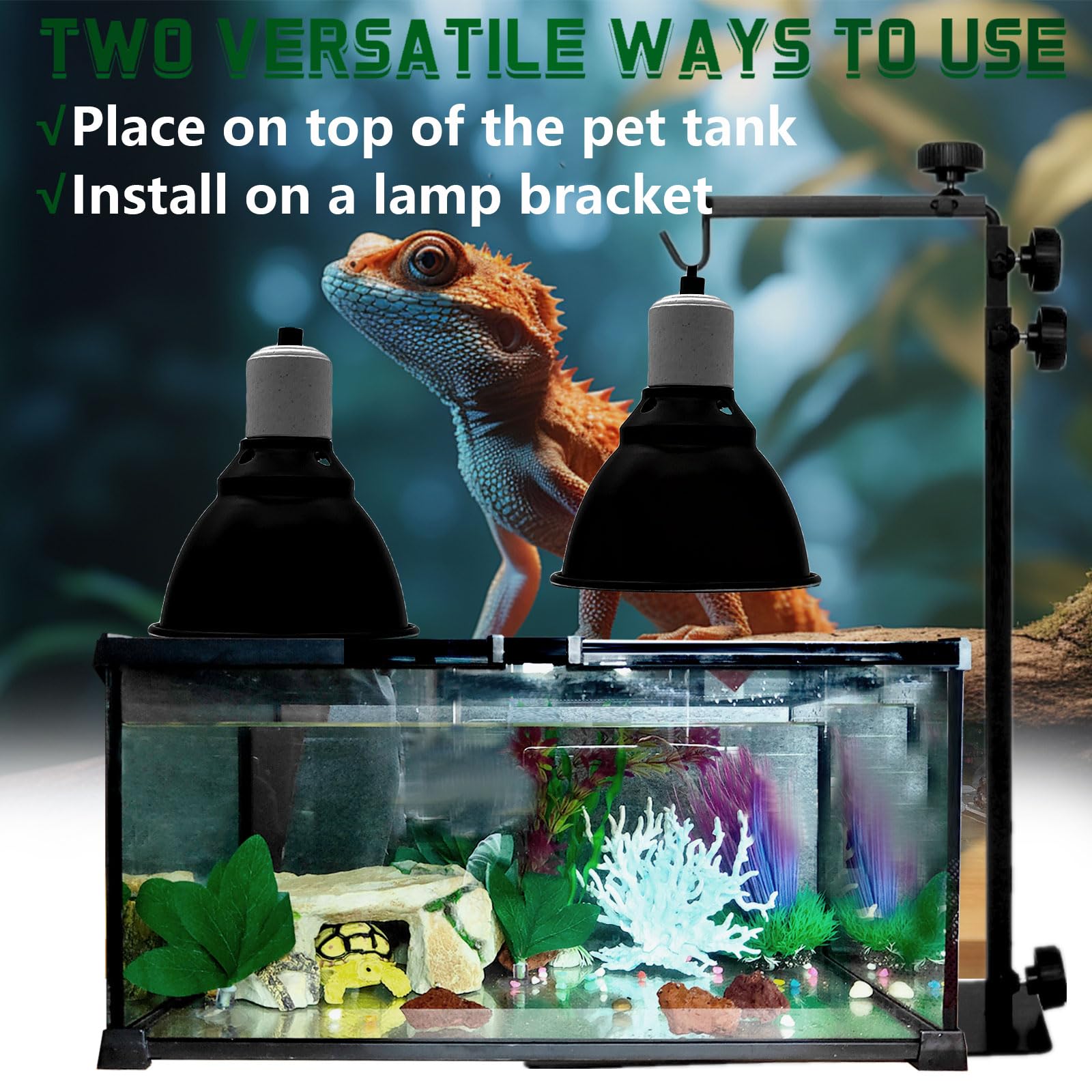 BNOSDM 5.5 Inch Reptile Heat Lamp Fixture - Shallow Dome UVB UVA Bulb Holder for Basking & Optical Reflection - Ideal for Reptile Tanks, Terrariums & Amphibian Habitats (Perfect for Lizards, Turtles & Snakes)