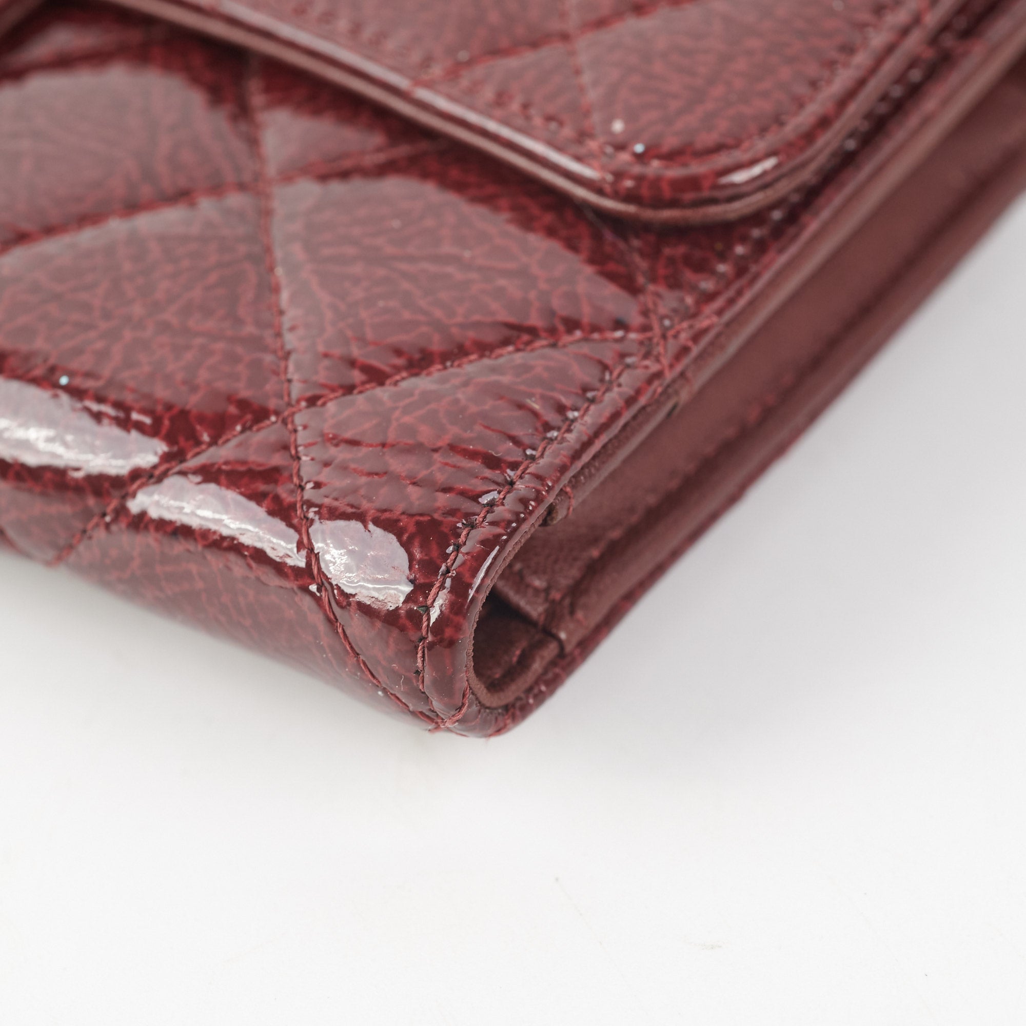 Chanel Long Quilted Patent Leather Burgundy Wallet for Women | Luxury Designer Card Holder & Money Organizer | Perfect for Everyday Use, Travel, and Gifting