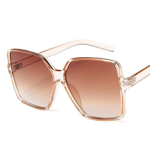 Big Square Oversized Sunglasses for Women - Black Designer Gradient Polarized UV Protection - Fashionable & Trendy Shades for Beach, Driving & Outdoor Activities
