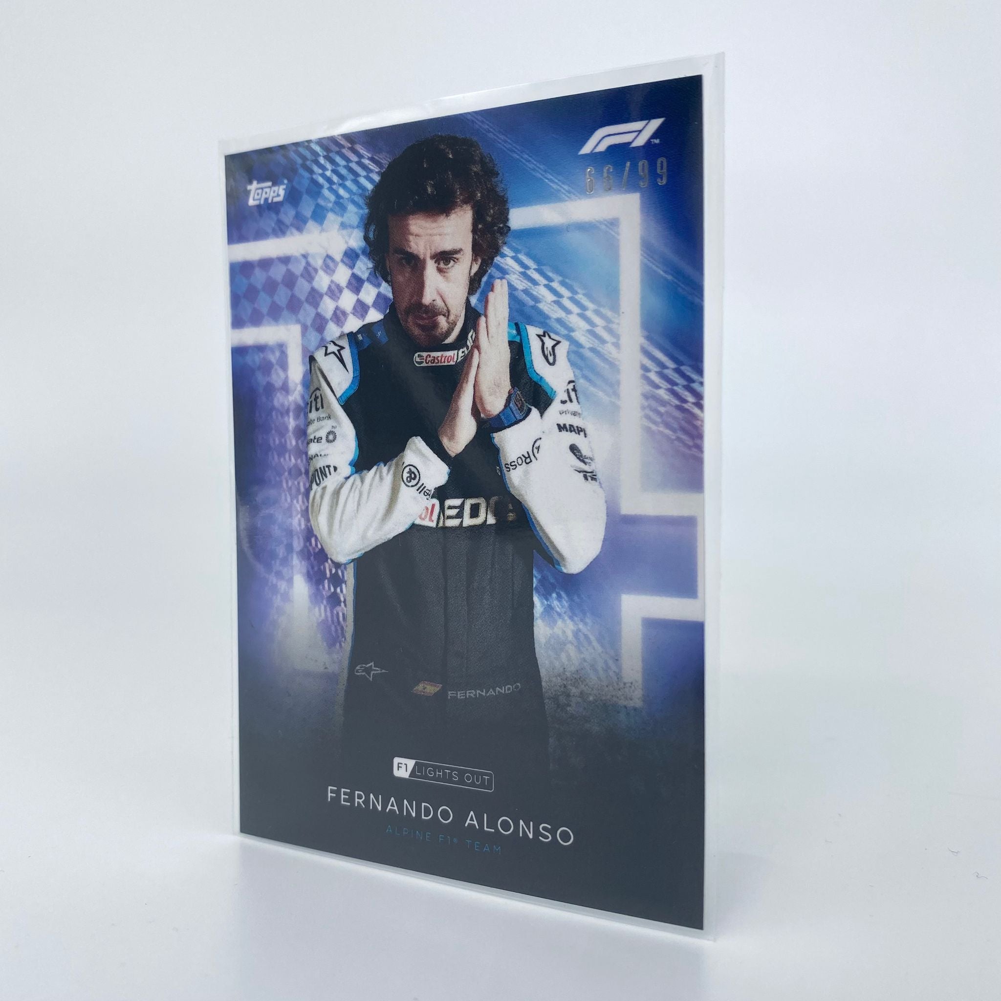 Fernando Alonso Blue Parallel Racing Driver Card - Collectible for F1 Fans, Sports Memorabilia & Racing Enthusiasts - Perfect for Display, Gifts, and Trading