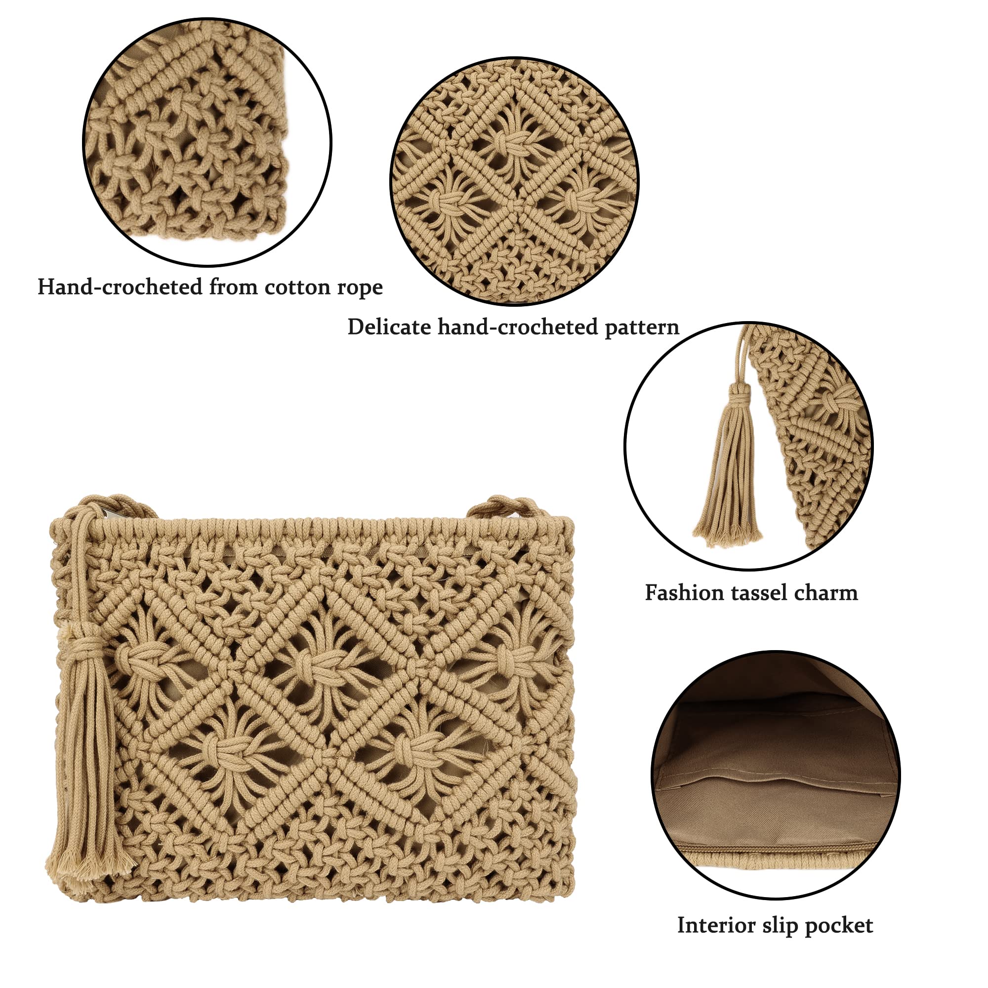 Handmade Crochet Shoulder Bag for Women - Boho Woven Beach Crossbody Purse with Tassel | Perfect for Summer Outings, Vacations & Boho Fashion Accessories