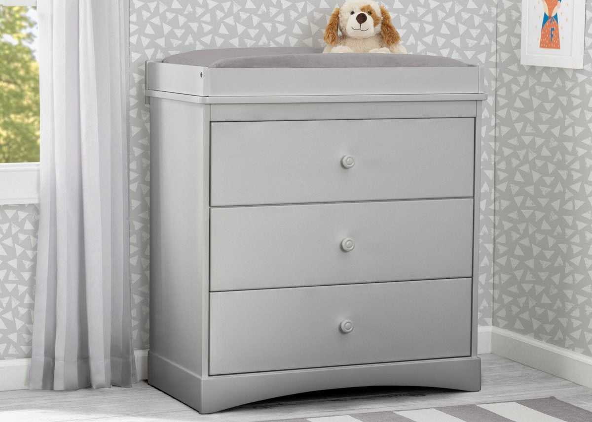 Sutton 3-Drawer Baby Dresser with Changing Table Top - Nursery Storage Solution for Diapers, Clothes & Essentials