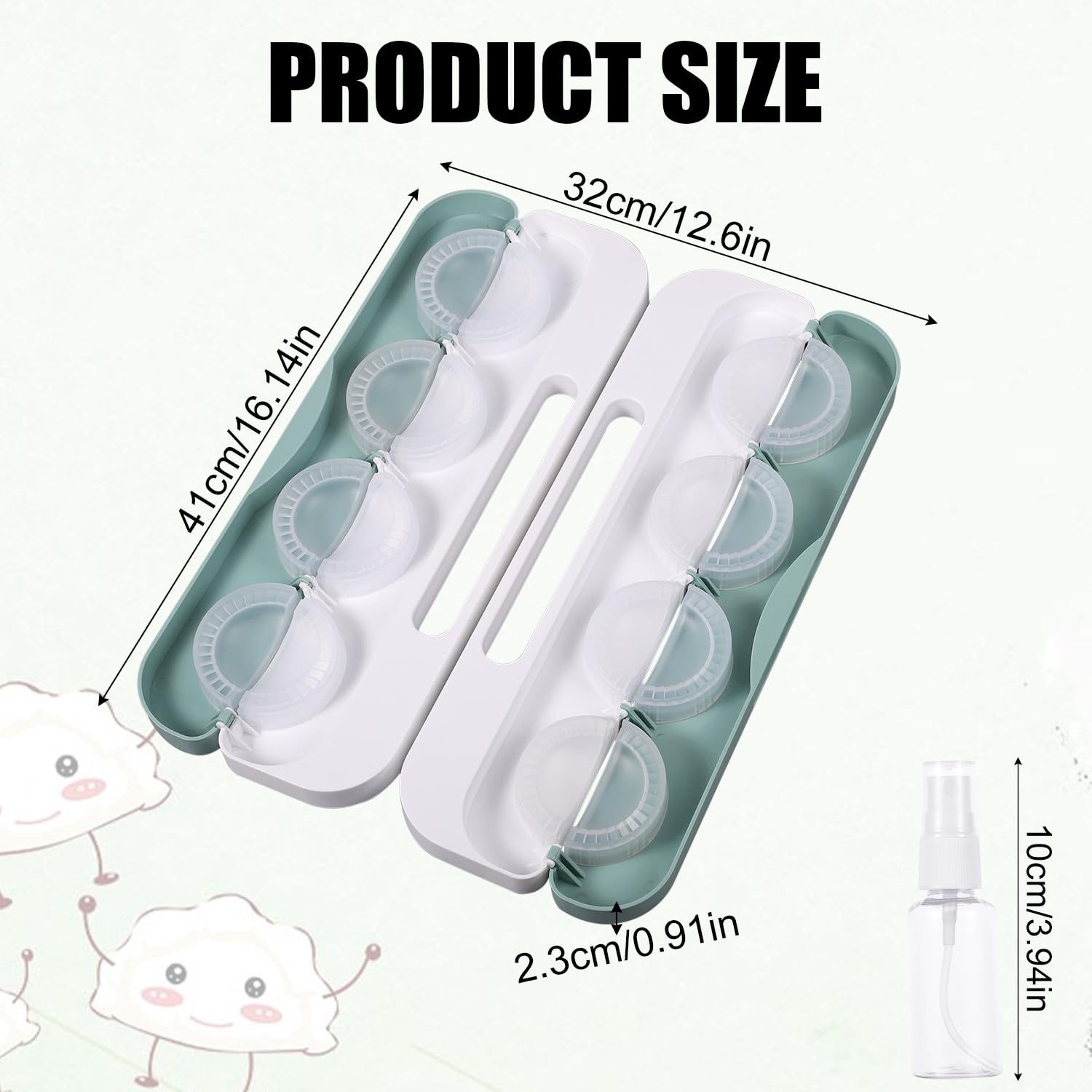 8 in 1 Manual Dumpling Maker Press Machine - Rapid Prototyping Dumpling Mold with Spray Bottle for Pierogi, Wonton, Potsticker & Pie Making - Perfect for Home Cooking, Party Snacks & Asian Cuisine (Green)