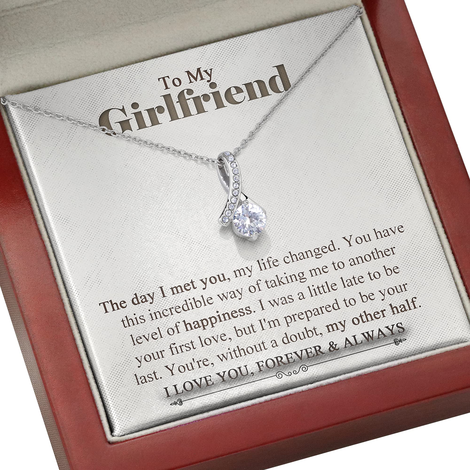 Alluring 'The Day I Met You' Necklace for Girlfriend - Romantic Birthday Gift with Message Card & Gift Box - Perfect for Anniversaries, Valentine's Day & Special Occasions
