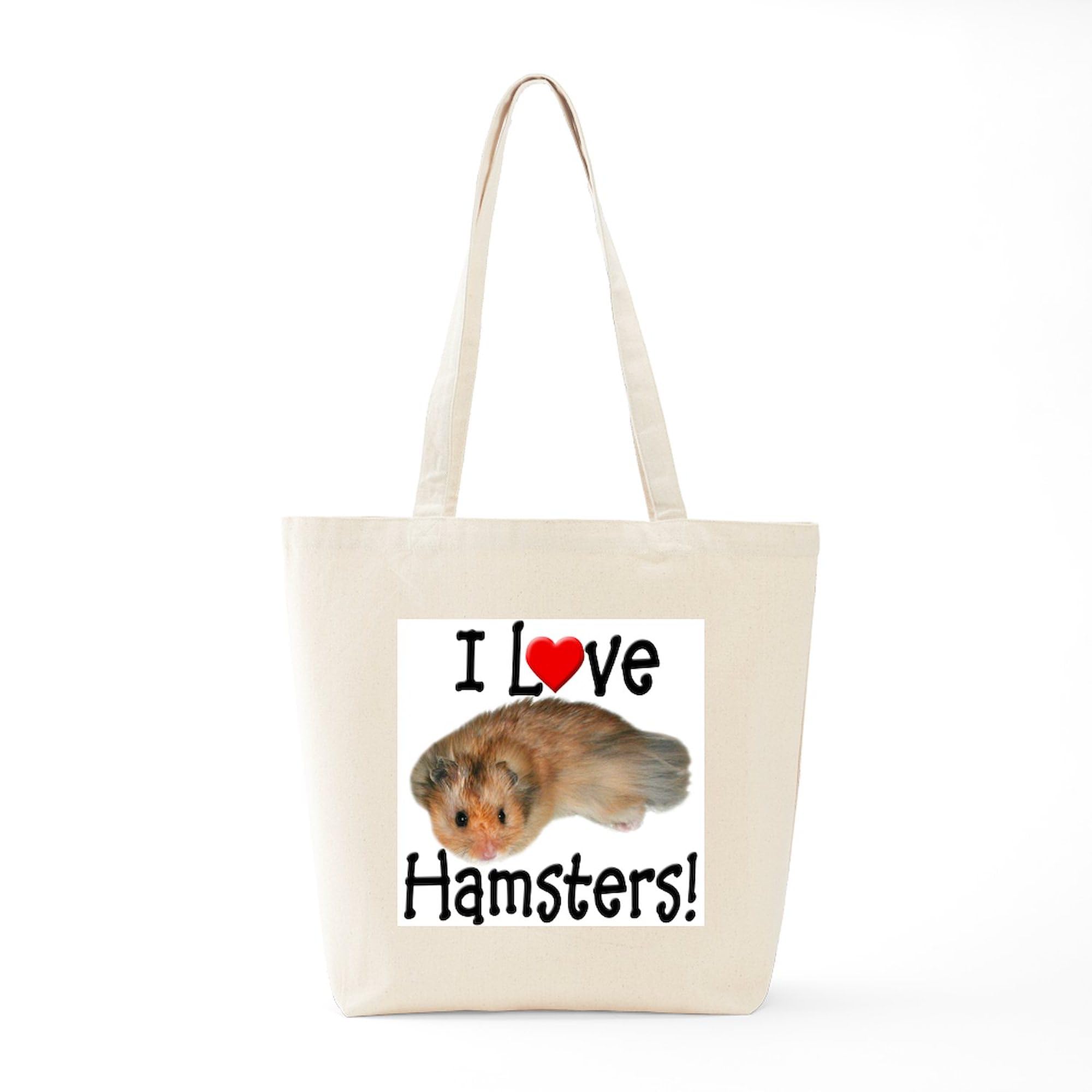 I Love Hamsters Tote Bag - Natural Canvas Reusable Shopping Bag for Groceries, Beach & Daily Use | Cute Hamster Lover Gift