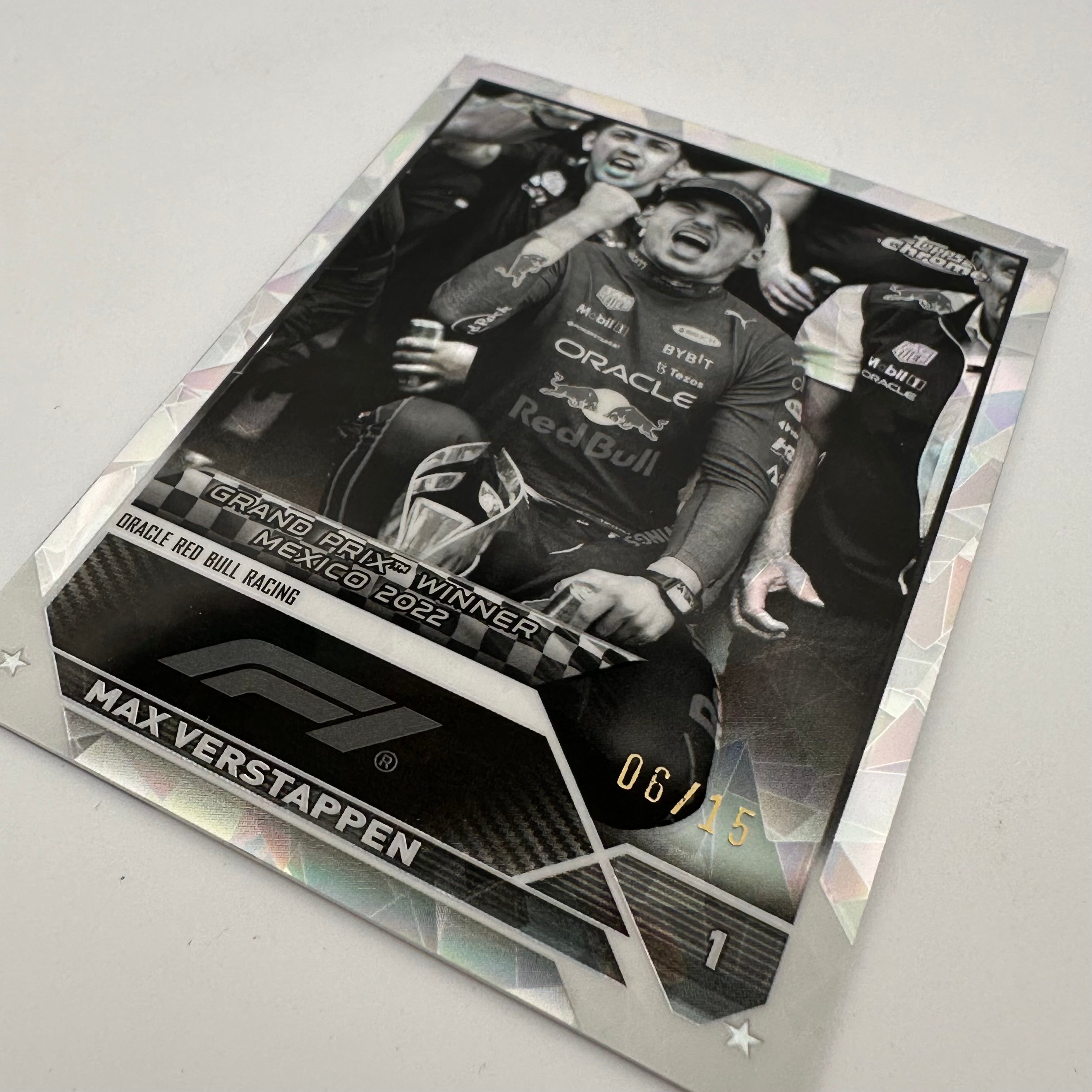 2023 Topps Chrome Sapphire Max Verstappen #163 Racing Card - Limited Edition 6/15 Black & White Collectible - Perfect for F1 Memorabilia Collections & Sports Card Investments