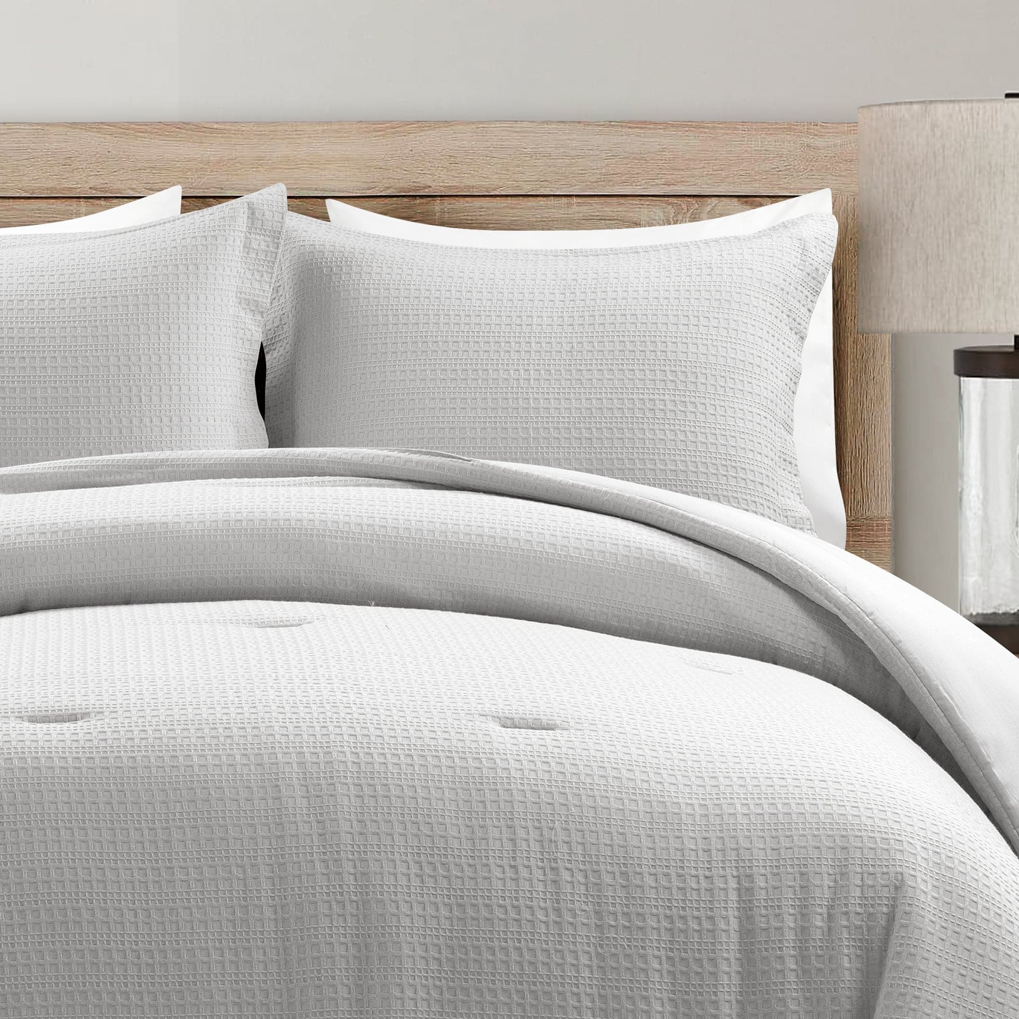 Haniya Solid Waffle Woven Cotton Textured Comforter Set - Queen Size Bedding for All Seasons - Perfect for Cozy Bedrooms, Guest Rooms & Dorm Decor
