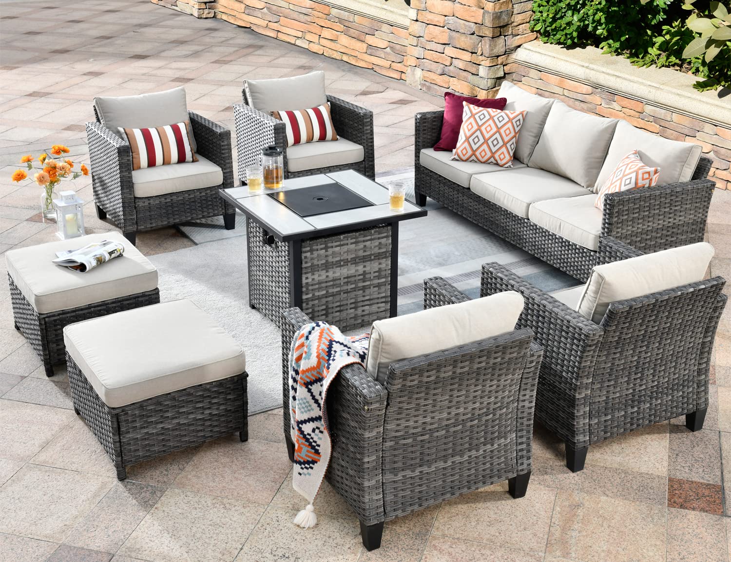 8-Piece Patio Furniture Set with 30