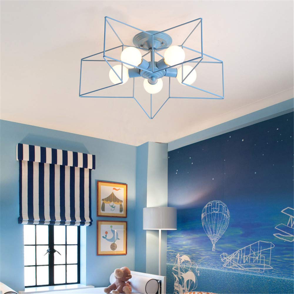 KWOKING 5-Light Star Ceiling Fixture - Modern Flush Mount LED Ceiling Light in Blue - Minimalist Design for Bedroom, Living Room & Nursery Lighting