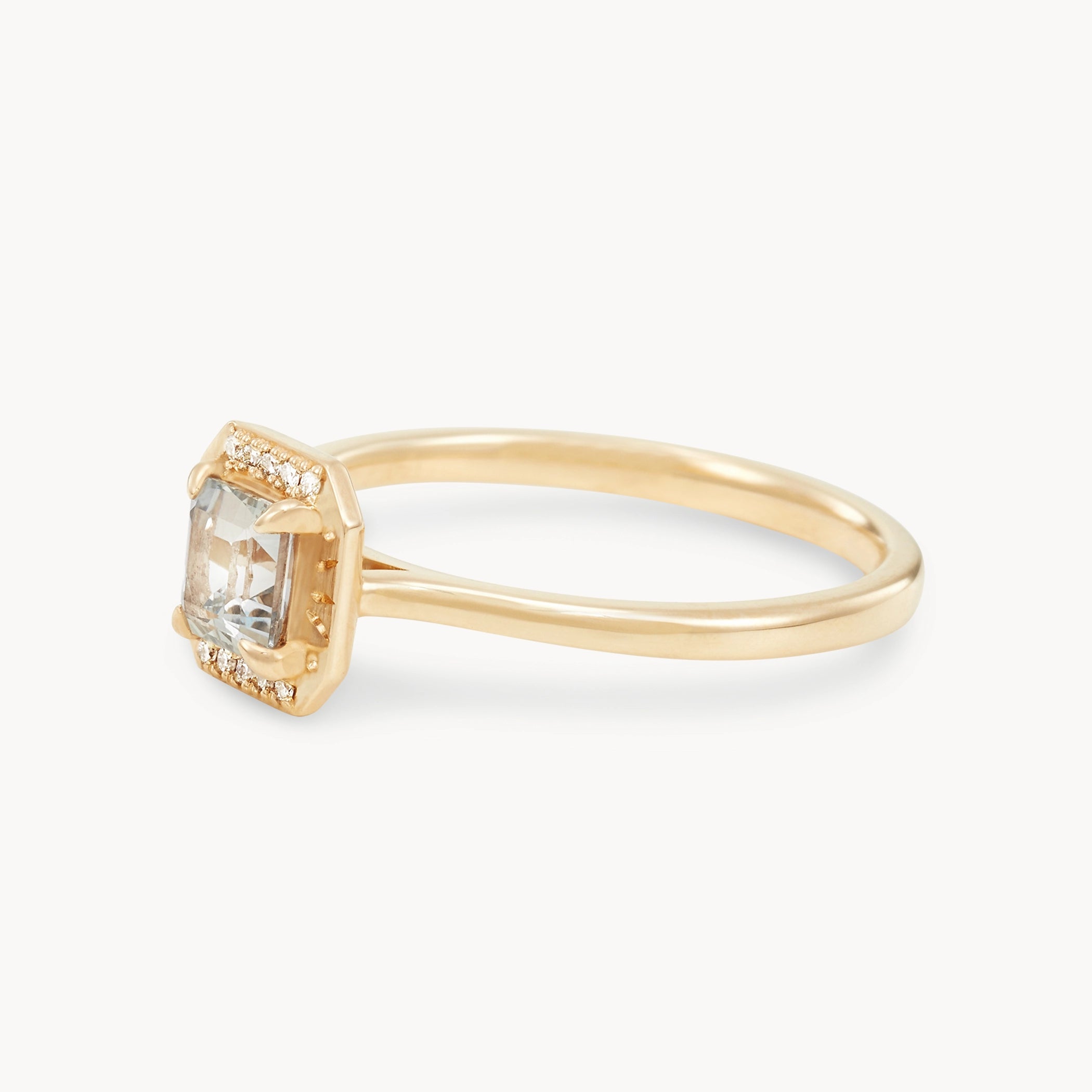 Unique Cosmic Waltz 14K Yellow Gold Cushion Cut Sapphire Ring – Elegant Handmade Jewelry for Weddings, Anniversaries & Special Occasions