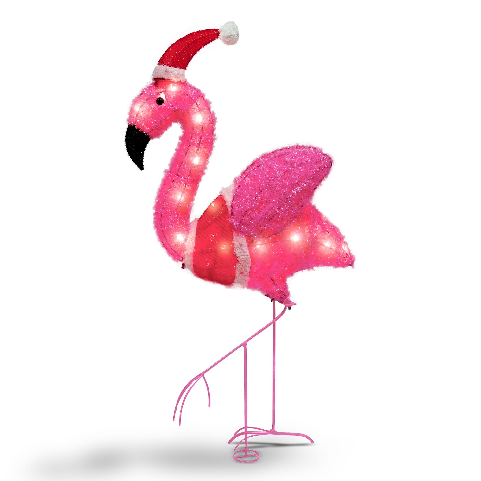 Joiedomi Flamingo Christmas Decoration - 30 LED Warm White Outdoor Yard Lights for Xmas Events, Holiday Garden Decor | Perfect for Christmas Eve, Front Yard Displays & Festive Nighttime Decorations