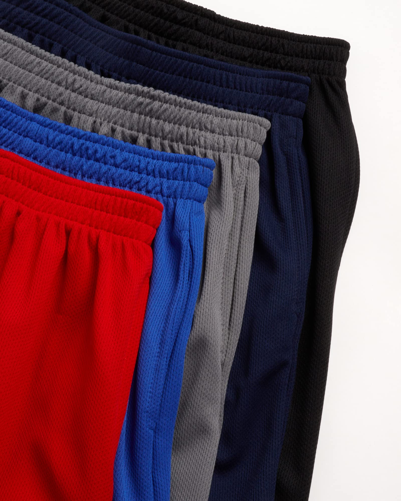 Mad Game Boys' 5-Pack Mesh Performance Basketball Shorts with Pockets - Breathable Athletic Shorts for Youth (Sizes 8-18) - Perfect for Basketball, Gym Workouts & Casual Wear