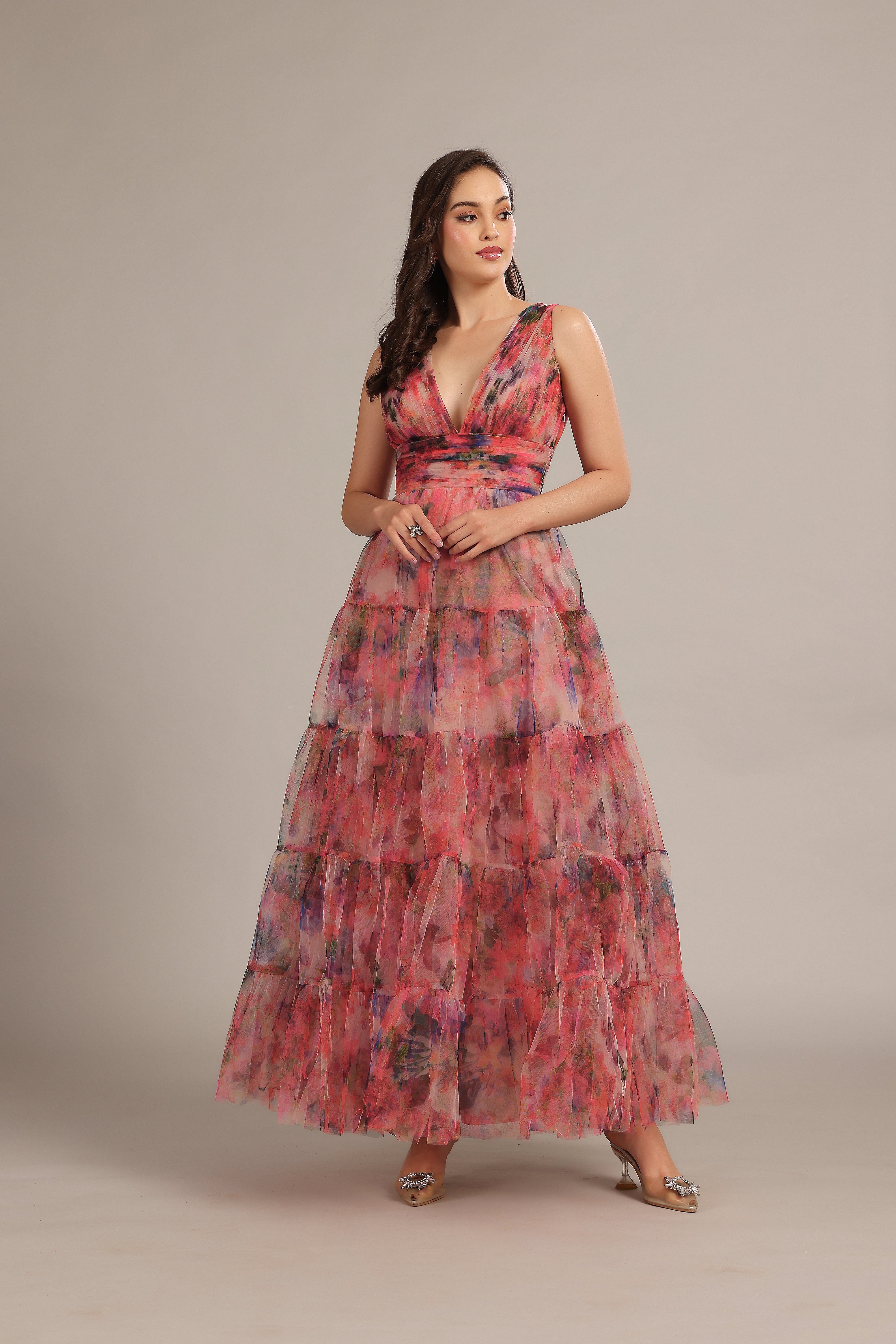 Candace Maxi Dress in Mixed Floral Print - Women's Flowy Summer Dress for Beach, Vacation & Casual Wear