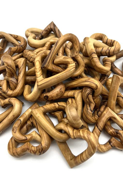 Olive Wood Hearts - Interlocking Wooden Hearts for 5th Anniversary, Wedding Table Decor, Couples Gifts | Romantic Valentines Day Present for Him & Her, Sympathy Gift for Loss Love | Perfect for Home Decor, Wedding Centerpieces & Romantic Gift Giving