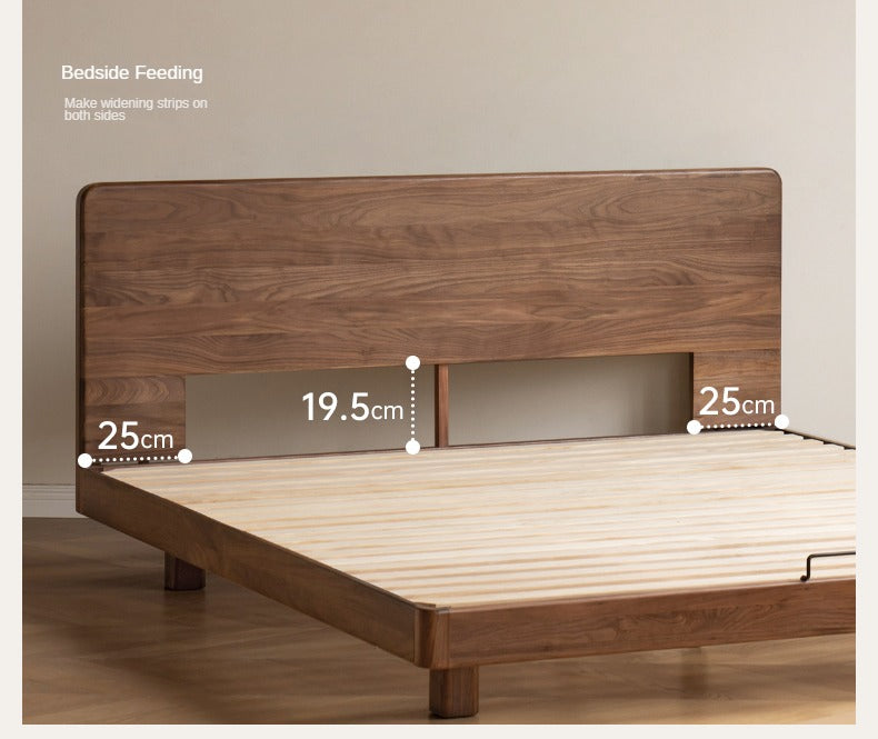 Solid Wood Floating Bed Frame - Black Walnut & Oak - Modern Platform Bed with Hidden Storage - Perfect for Small Bedrooms & Minimalist Home Decor