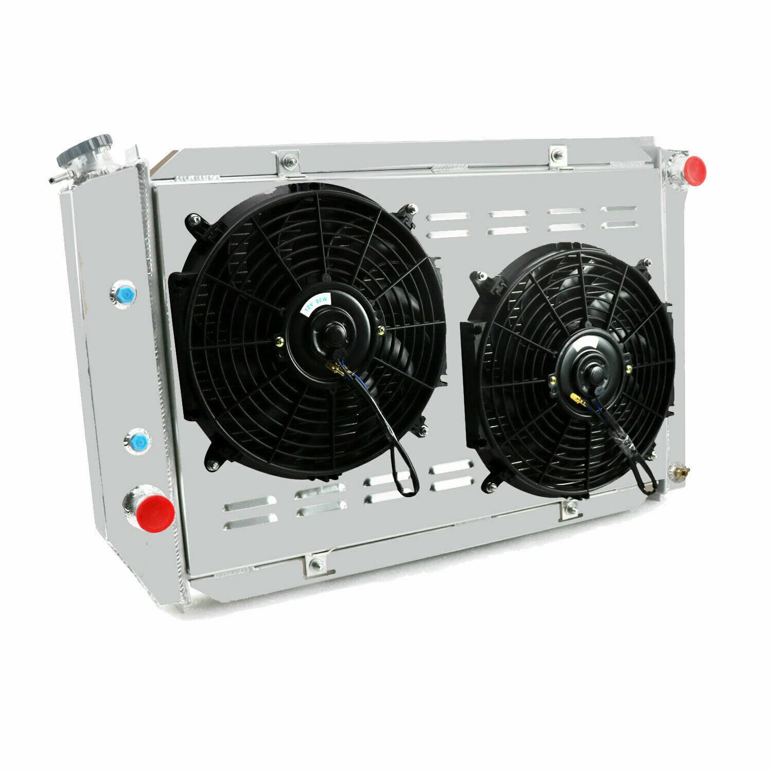 High-Performance 3 Row Aluminum Radiator for Ford Galaxie, Torino & Mustang - Includes Fan Shroud & Relay Kit - Perfect for Street Racing, Hot Rods & Classic Car Restoration Projects