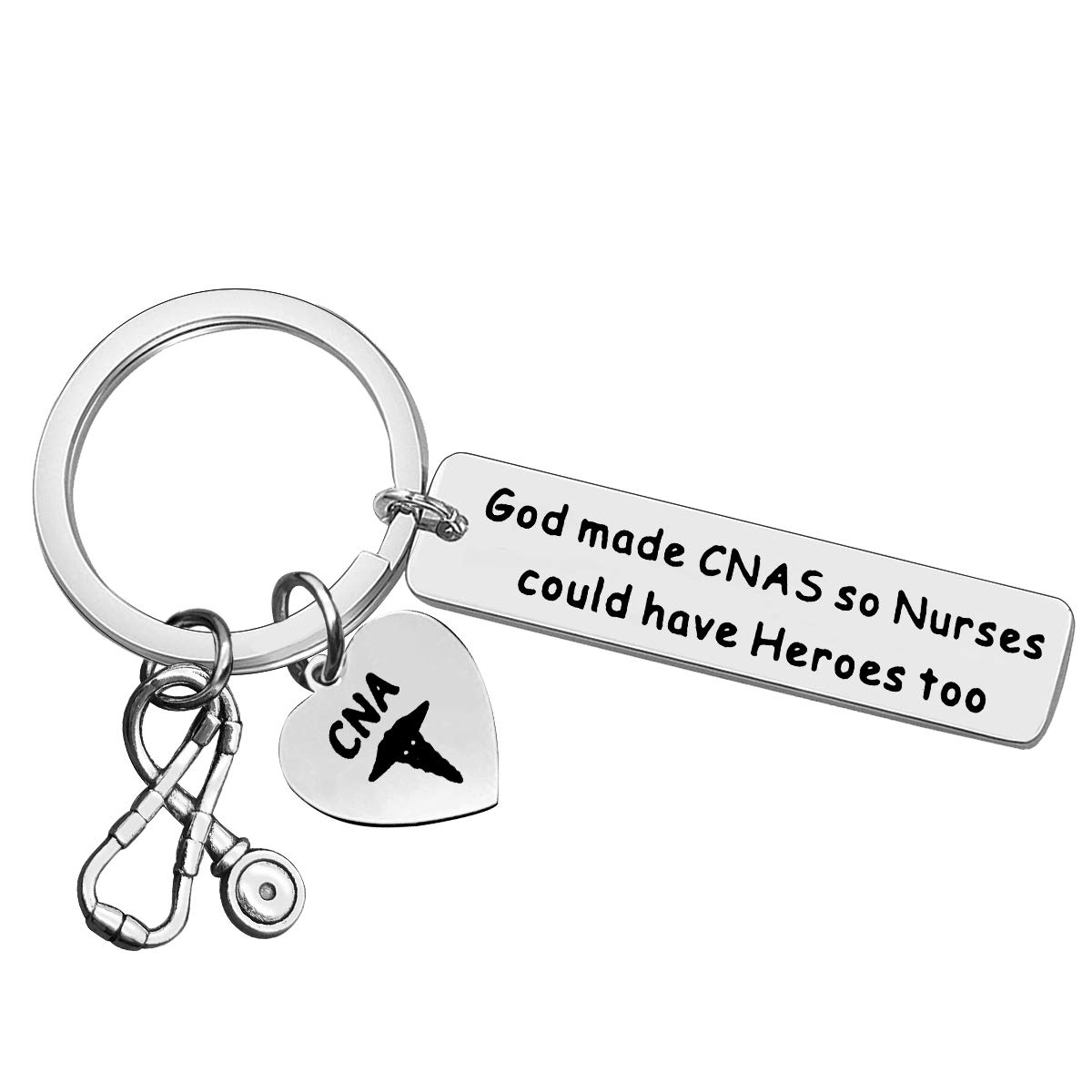 CNA Gift Keychain for Certified Nursing Assistant - Inspirational Graduation Gift for Nursing School Students & Nurses - Stethoscope Medical Keychain with 'God Made CNAs' Quote - Perfect for Appreciation, Graduation & Daily Use